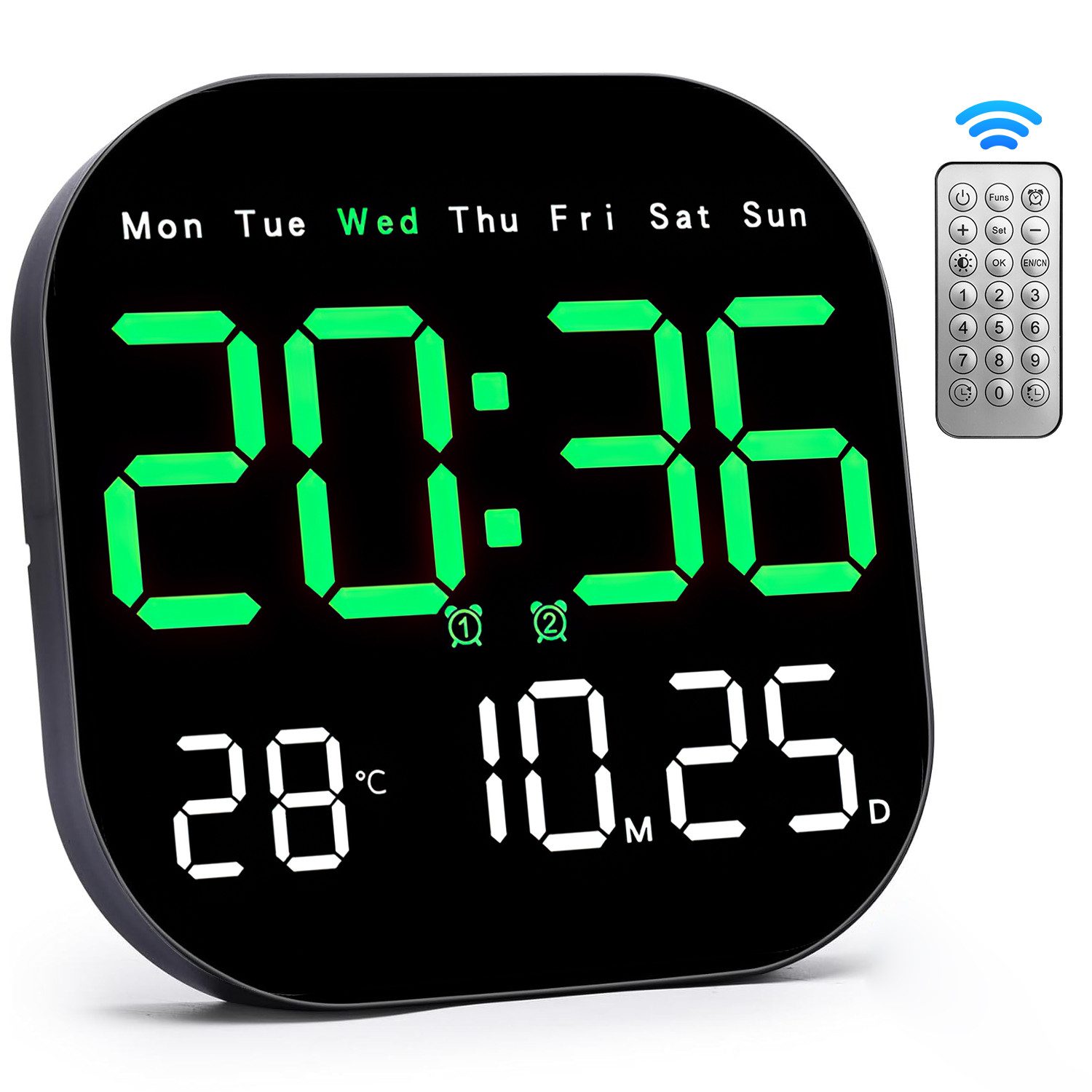 Wanduhr Digitale Uhr mit Fernbedienung, Temperatur, Timing, Countdown, Datum