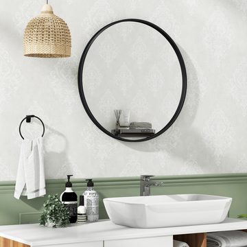 KOMFOTTEU Badspiegel, Ø 61 cm Wandspiegel mit robustem Metallrahmen