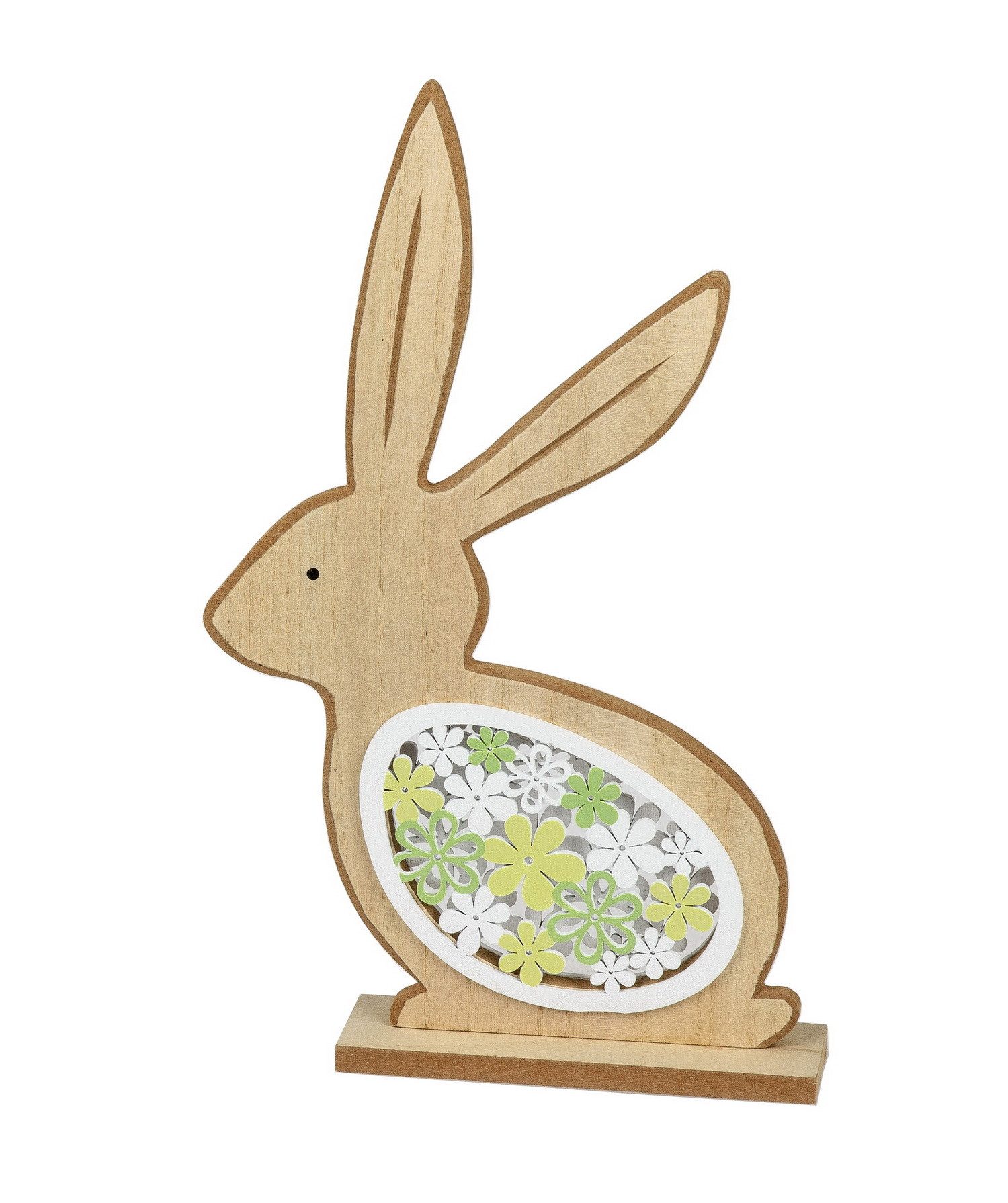 Kaufhaus le petit Osterhase Hase Holz Deko Osterhase Garten Hasen Tier Figur Skulptur Blume Platte, Dekofigur Dekoskulptur Dekoobjekt Osterfigur Tierfigur aus Holz