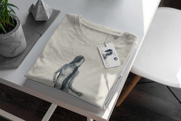 Sinus Art T-Shirt Herren Shirt 100% gekämmte Bio-Baumwolle T-Shirt Wasserfarben schöne Frau Motiv Nachhaltig Ökomode (1-tlg)