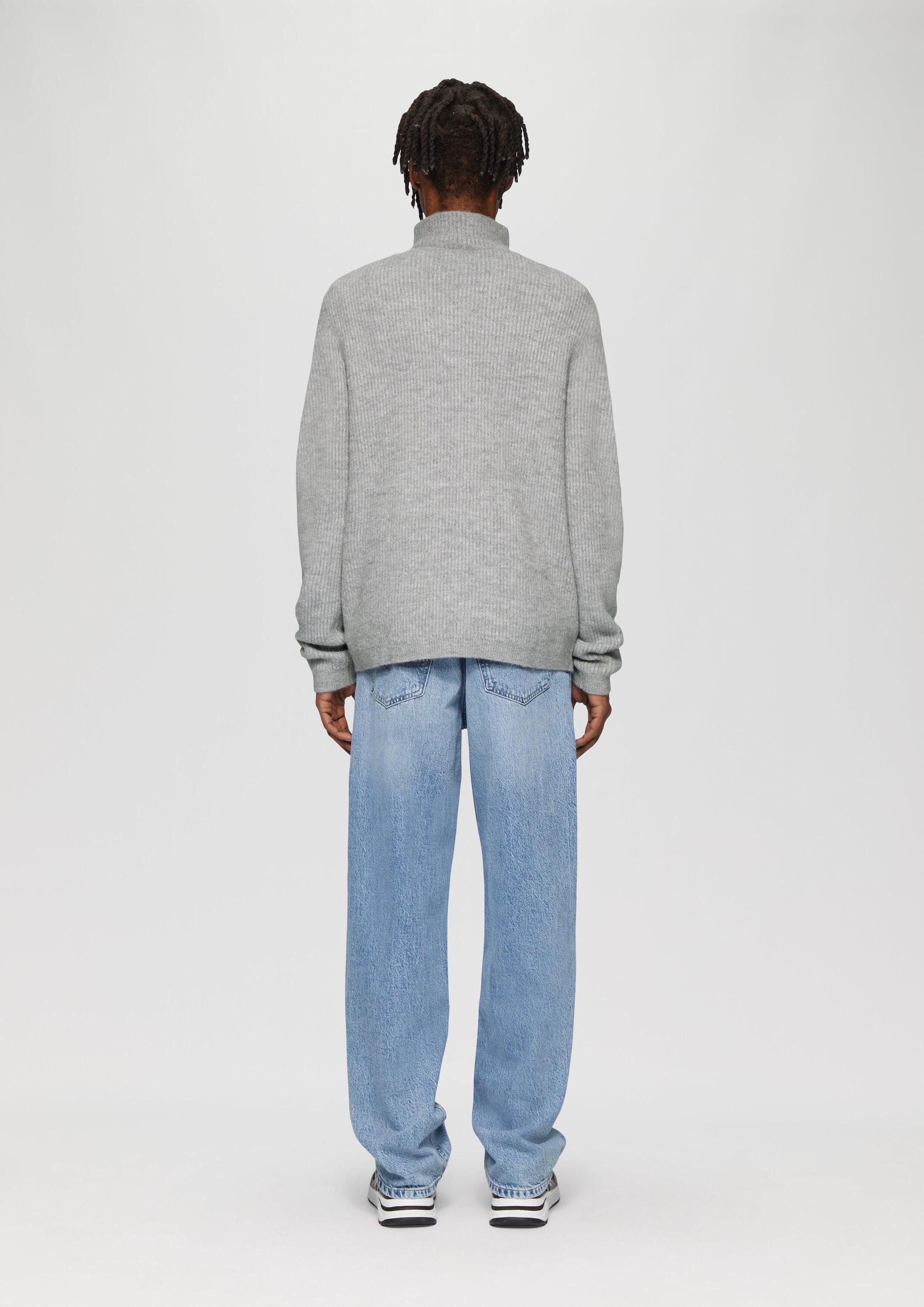 QS Longpullover Strickpullover Strick-Troyer mit Rippstruktur