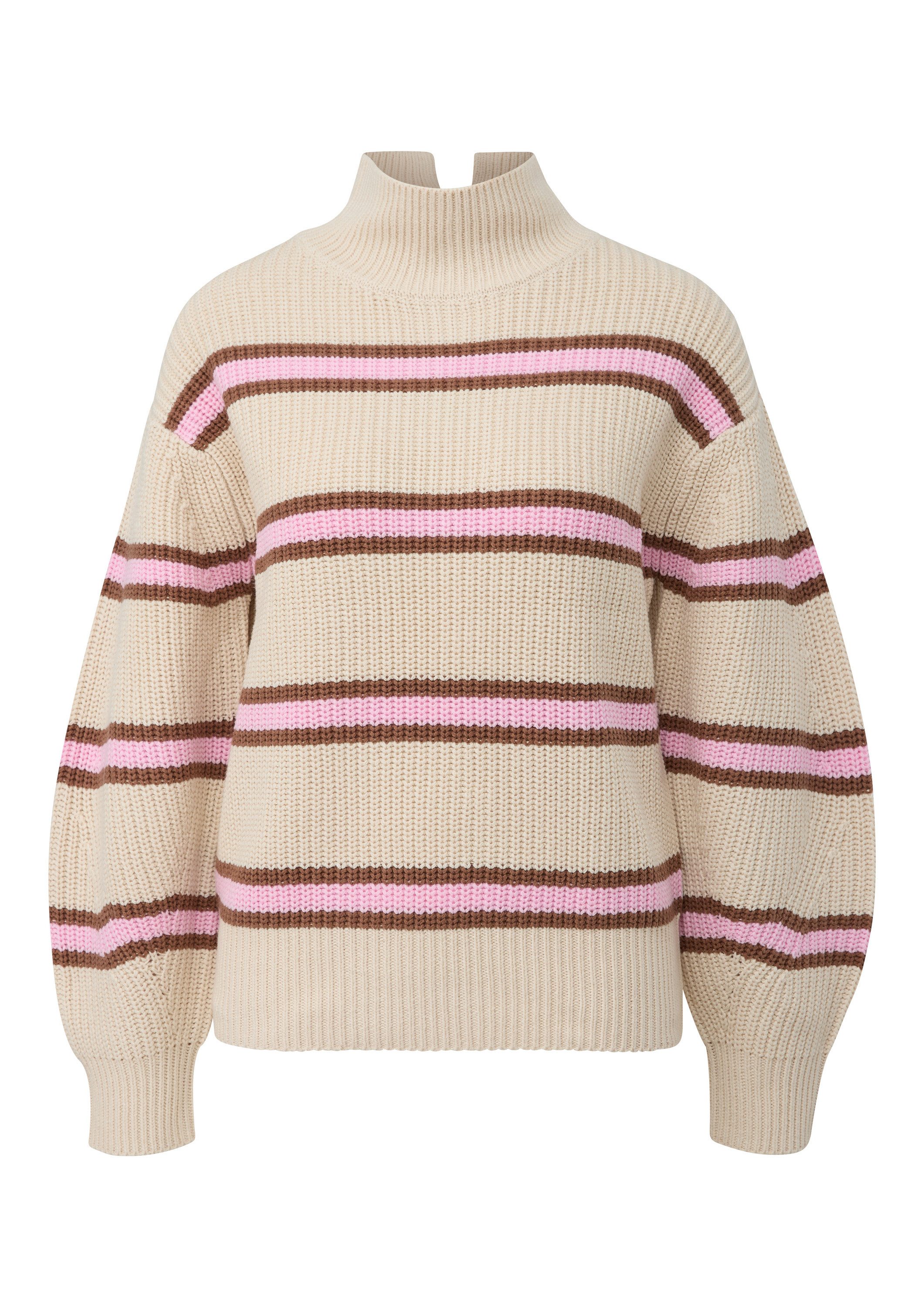 s.Oliver Longpullover Strickpullover Gestreifter Grobstrickpullover mit Ste günstig online kaufen