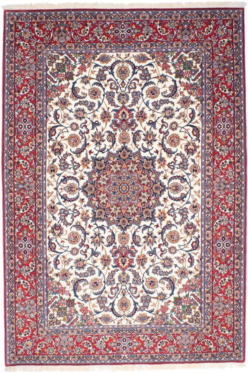Orientteppich Isfahan Seidenkette 157x232 Handgeknüpfter Orientteppich, Nain Trading, rechteckig, Höhe: 6 mm