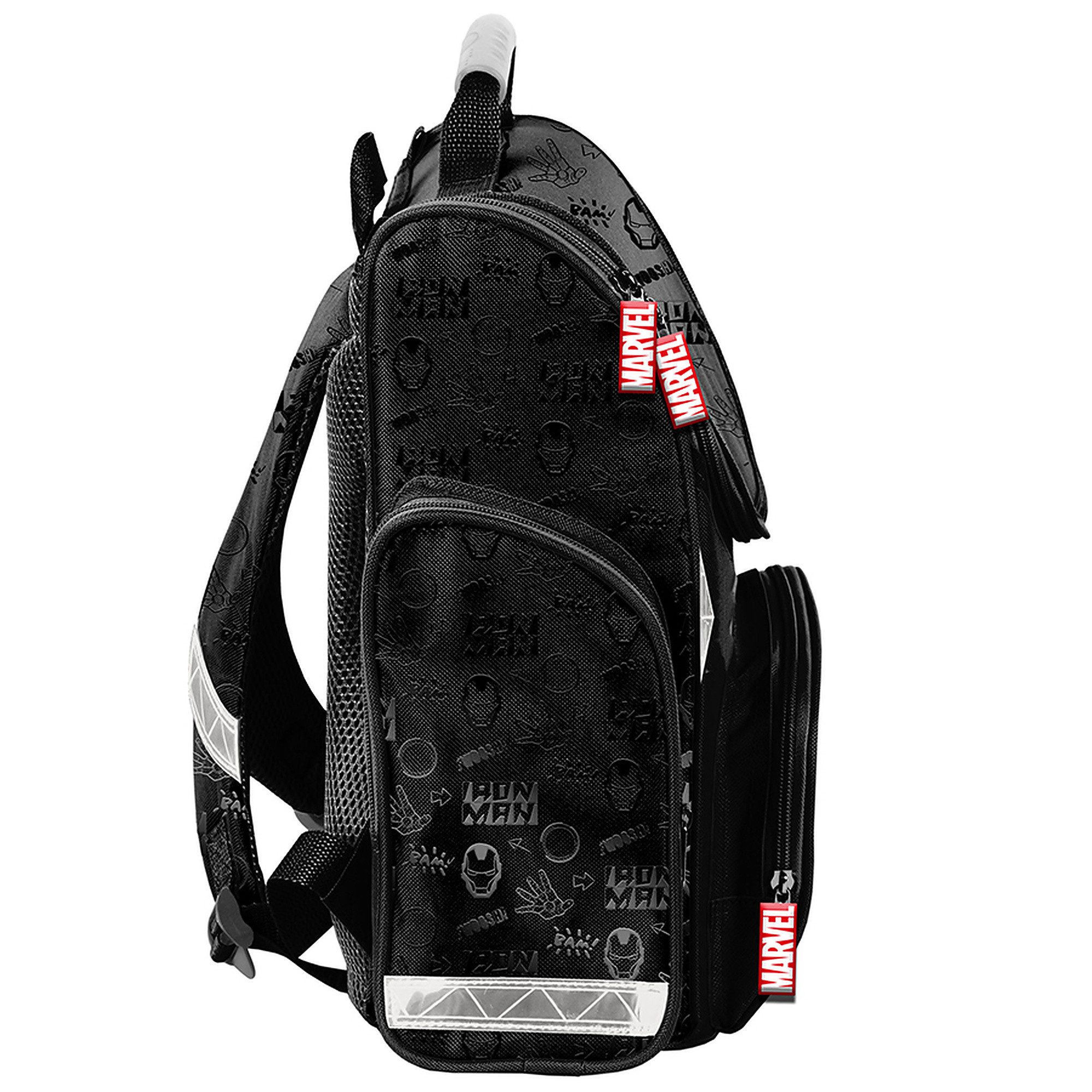 PASO Schulrucksack (Schulset, 5-tlg), Iron Man, 5-tlg. Set, Schwarz