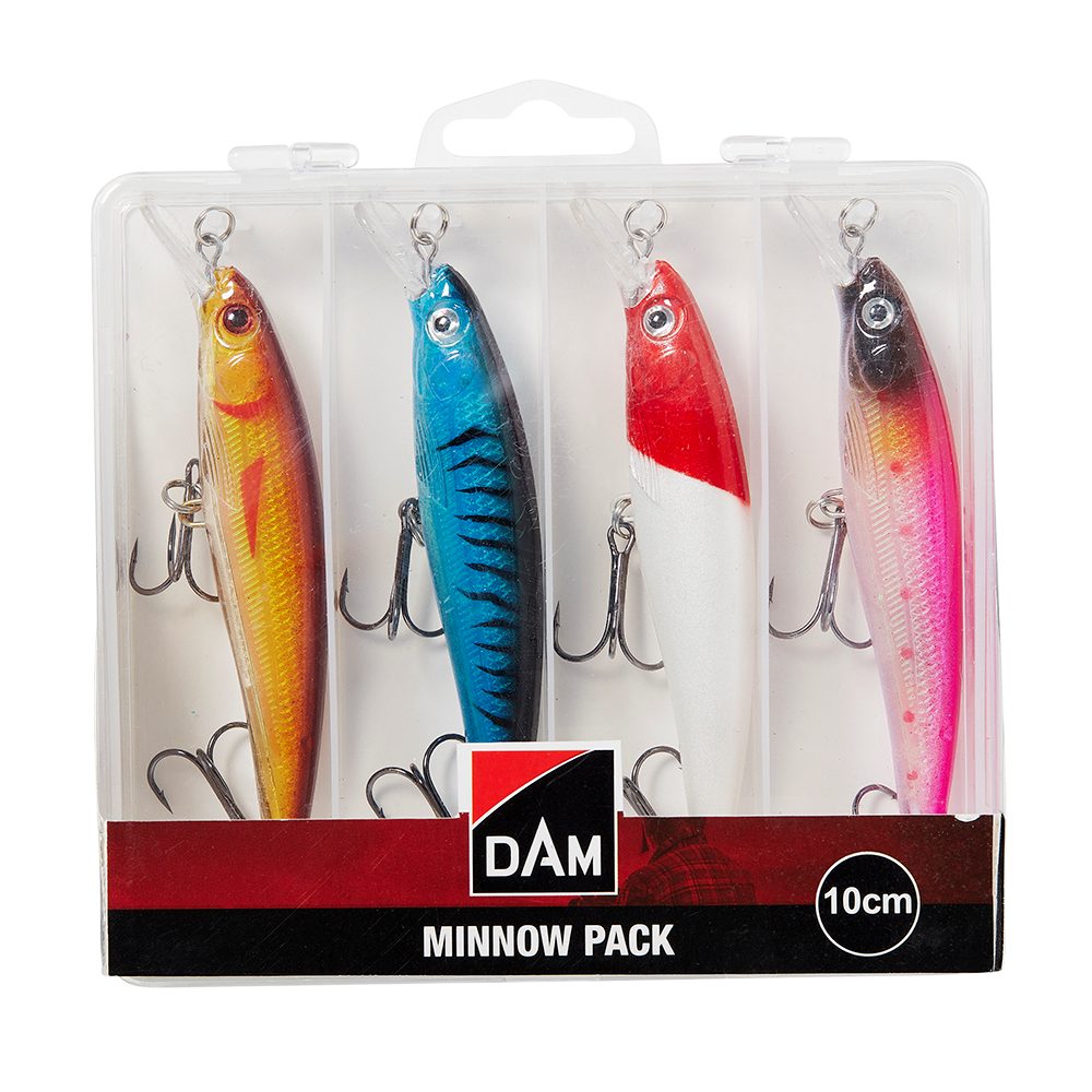 DAM Fishing Kunstköder Minnow Pack Wobbler Sets 4 Stück 8-10cm 8-13g versch. Farben Raubfisch, (Spar-Set), Super Fängige Raubfisch Wobbler Sets