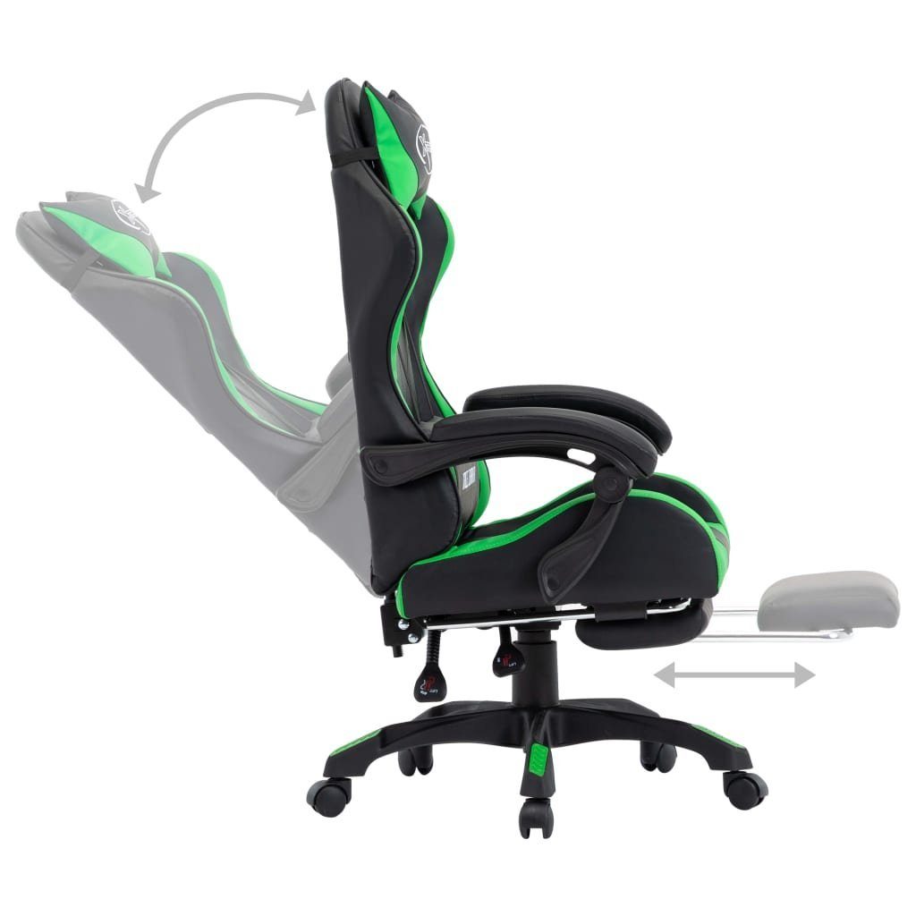und Bürostuhl Kunstleder Fußstütze mit Gaming-Stuhl St) Grün furnicato (1 Schwarz