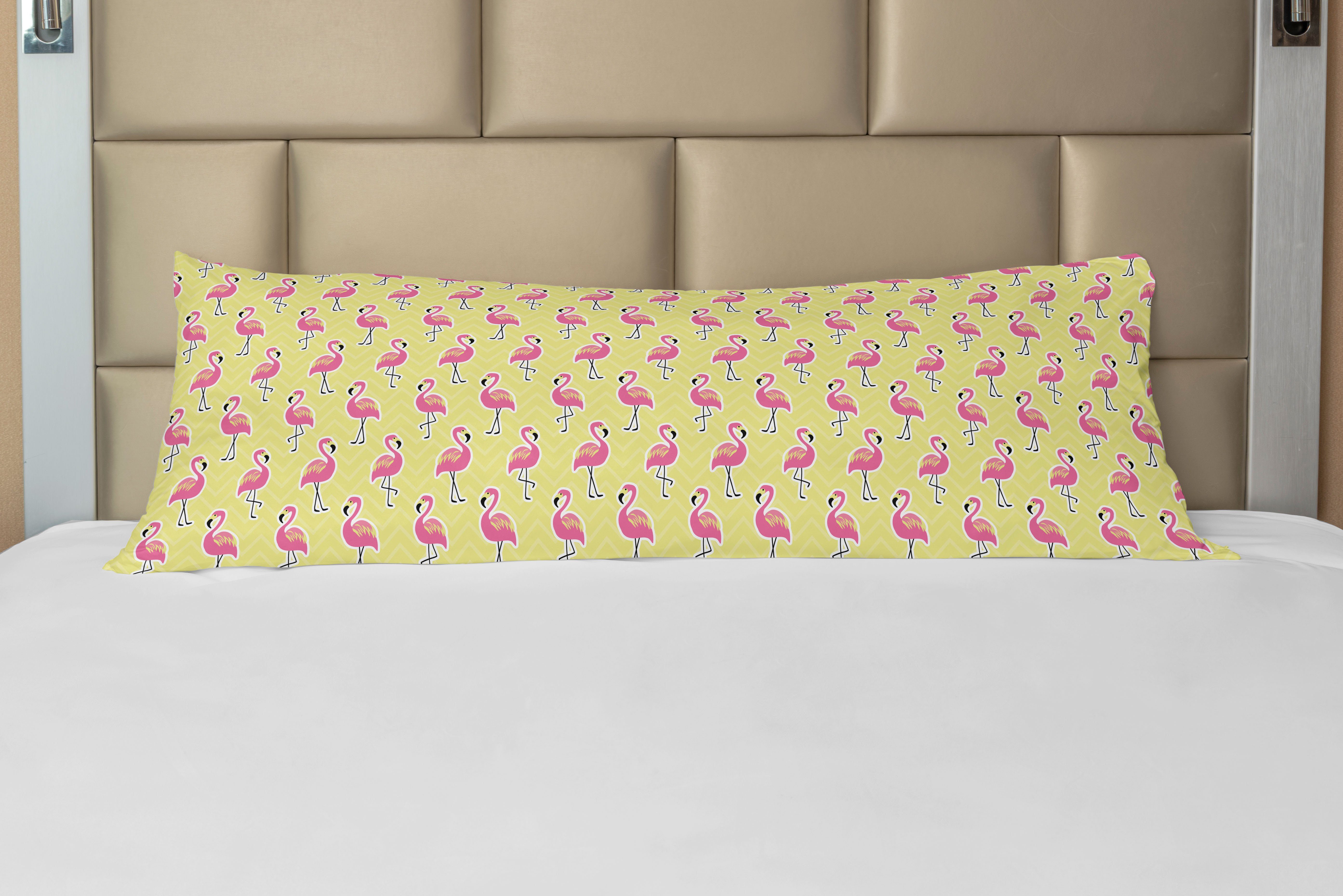 Abakuhaus, Deko-Akzent Langer Kissenbezug, Flamingos Seitenschläferkissenbezug Sommer-Rosa Repetitive