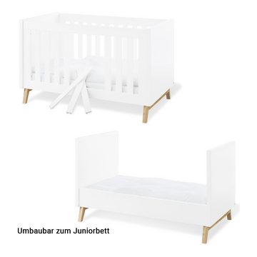 Lomadox Babyzimmer-Komplettset RIJEKA-134, (3-St), inkl. Wickelaufsatz abnehmbar, Kommode, Babybett, Schrank in weiß matt