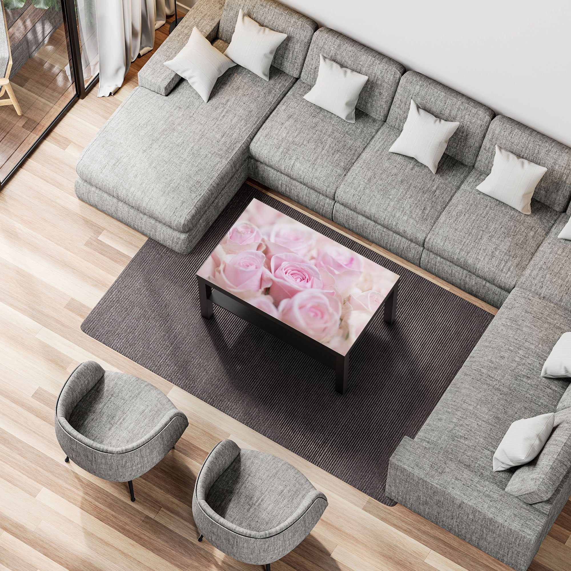 DEQORI Couchtisch 'Zarte Rosenblüten', Glas Beistelltisch Glastisch modern