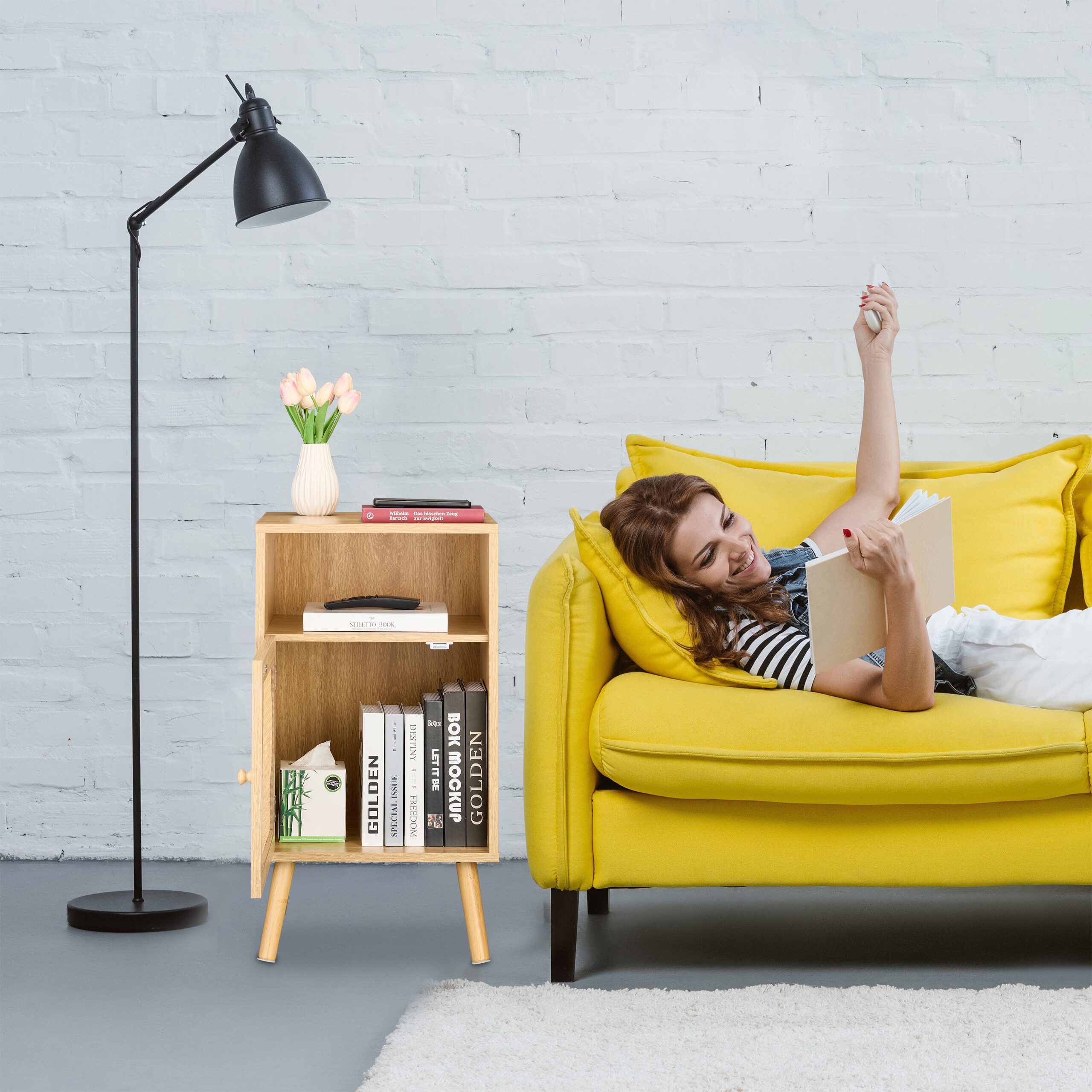 relaxdays Nachttisch im Rattan-Design (1-St) – Bild 3 von 5
