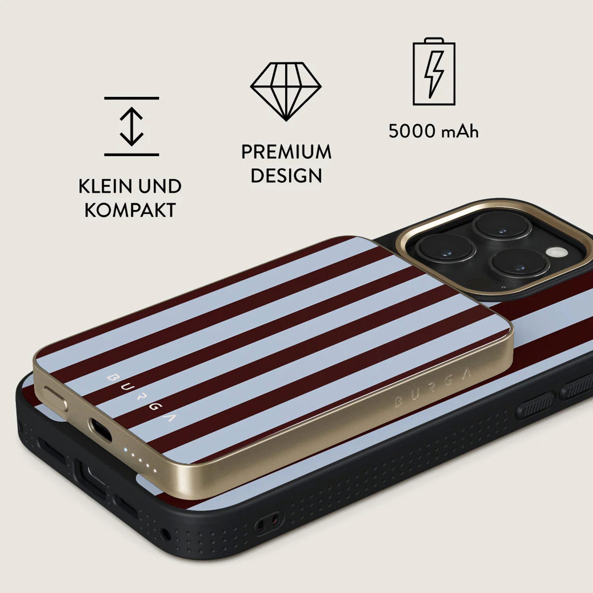 BURGA Burga Magnetische Powerbank 5.000 mAh - MagSafe und Qi2 - Offline / Go Powerbank (1 St)