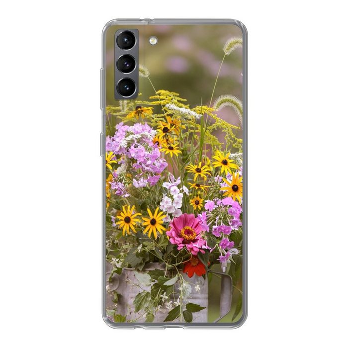 MuchoWow Handyhülle Blumen - Gießkanne - Farbe Phone Case Handyhülle Samsung Galaxy S21 Plus Silikon Schutzhülle