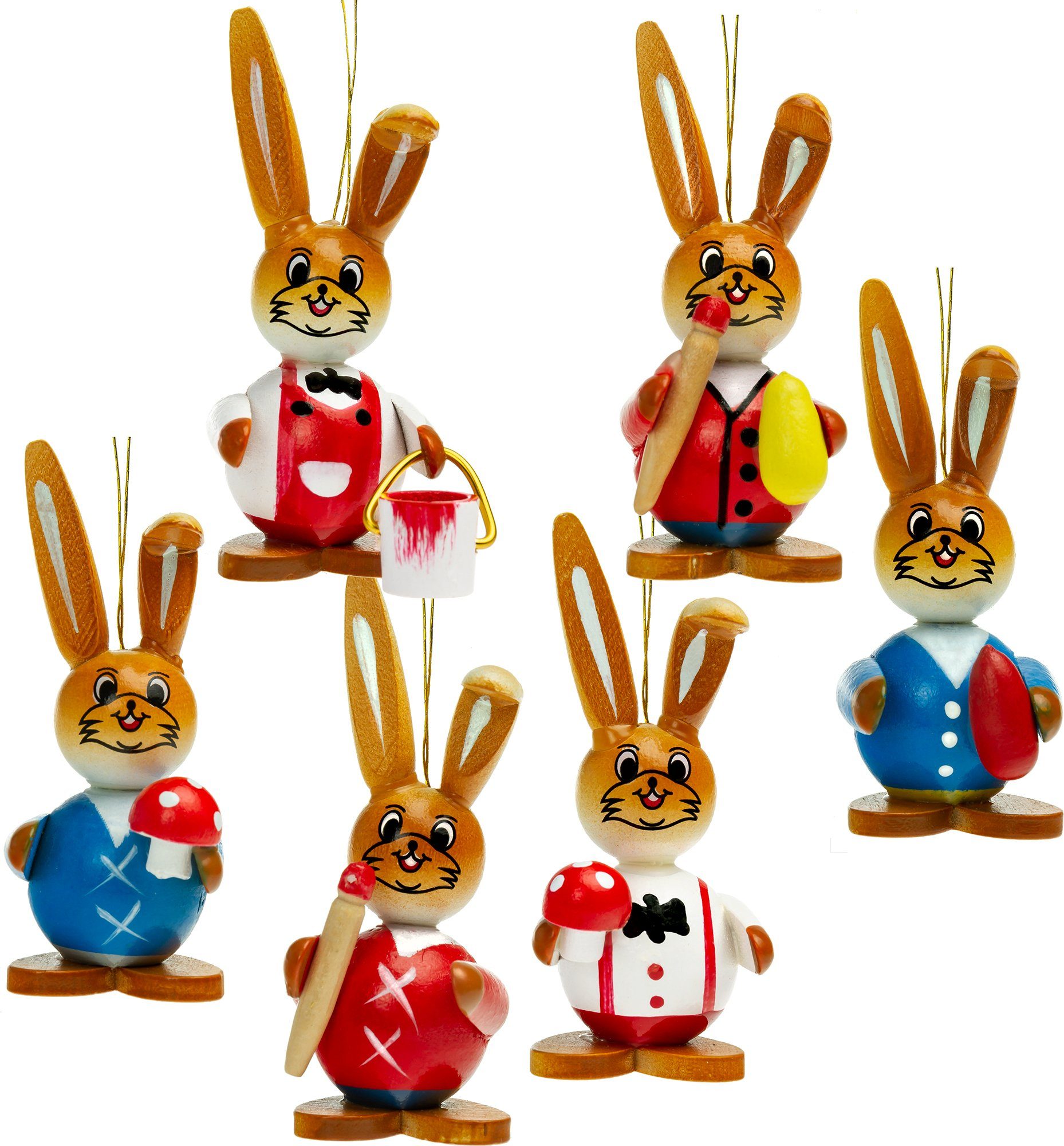 SIKORA Osterfigur 6er Set Osterhasen aus Holz Ornament zum Aufhängen Osterd günstig online kaufen