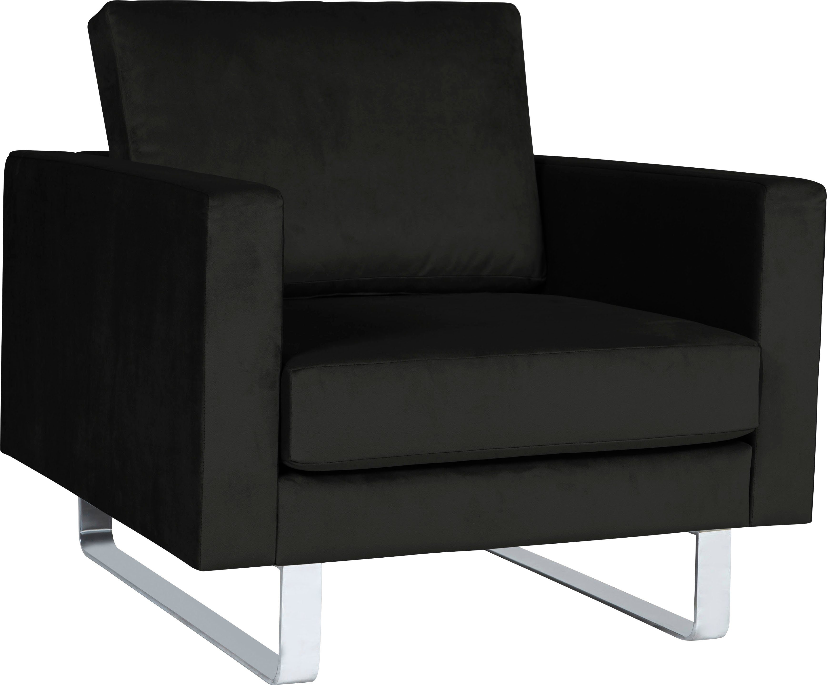 Sessel Metallkufen Gerberei black mit Alte Velina,