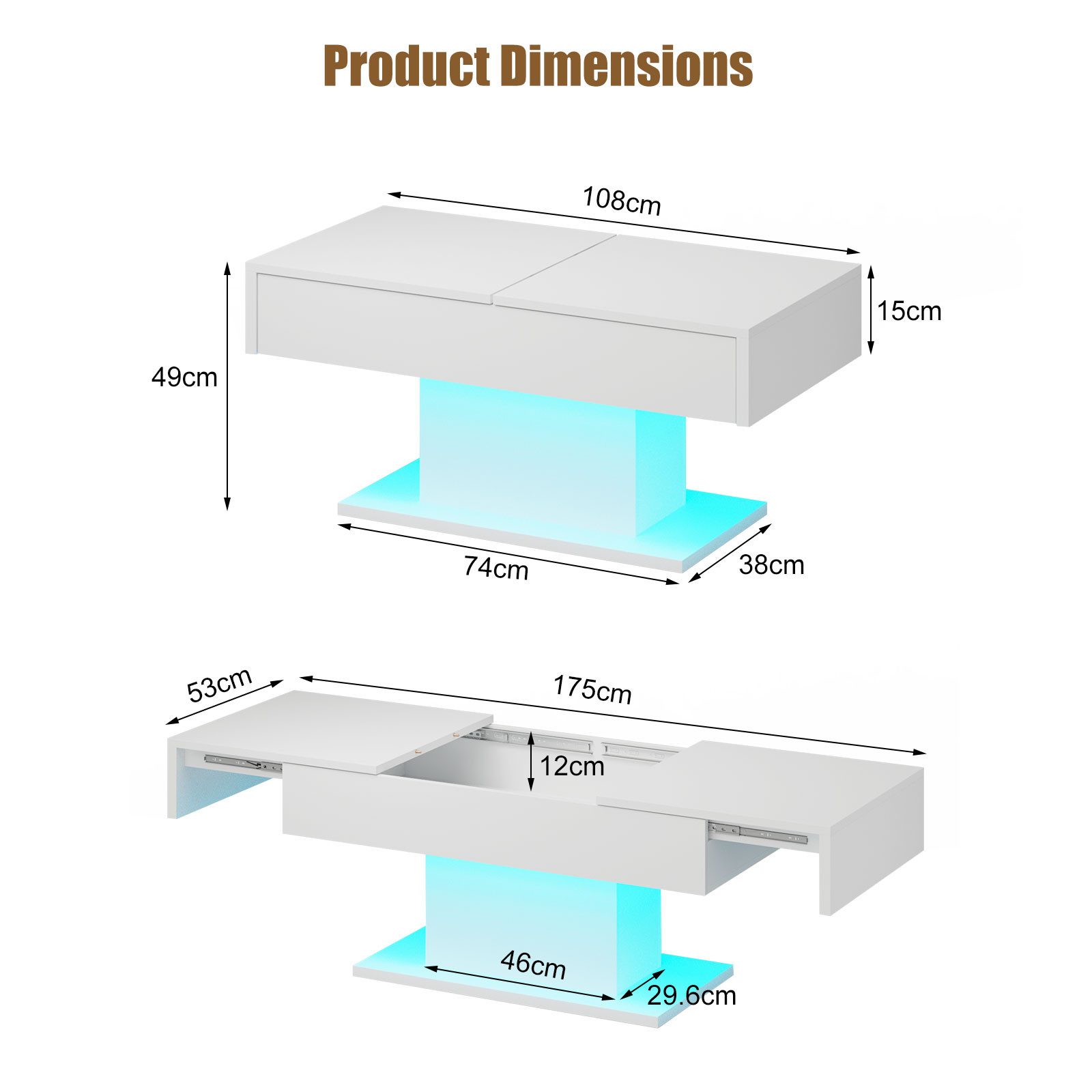 radelldar Couchtisch Couchtisch Hochglanz ausziehbar, Wohnzimmertisch mit S günstig online kaufen