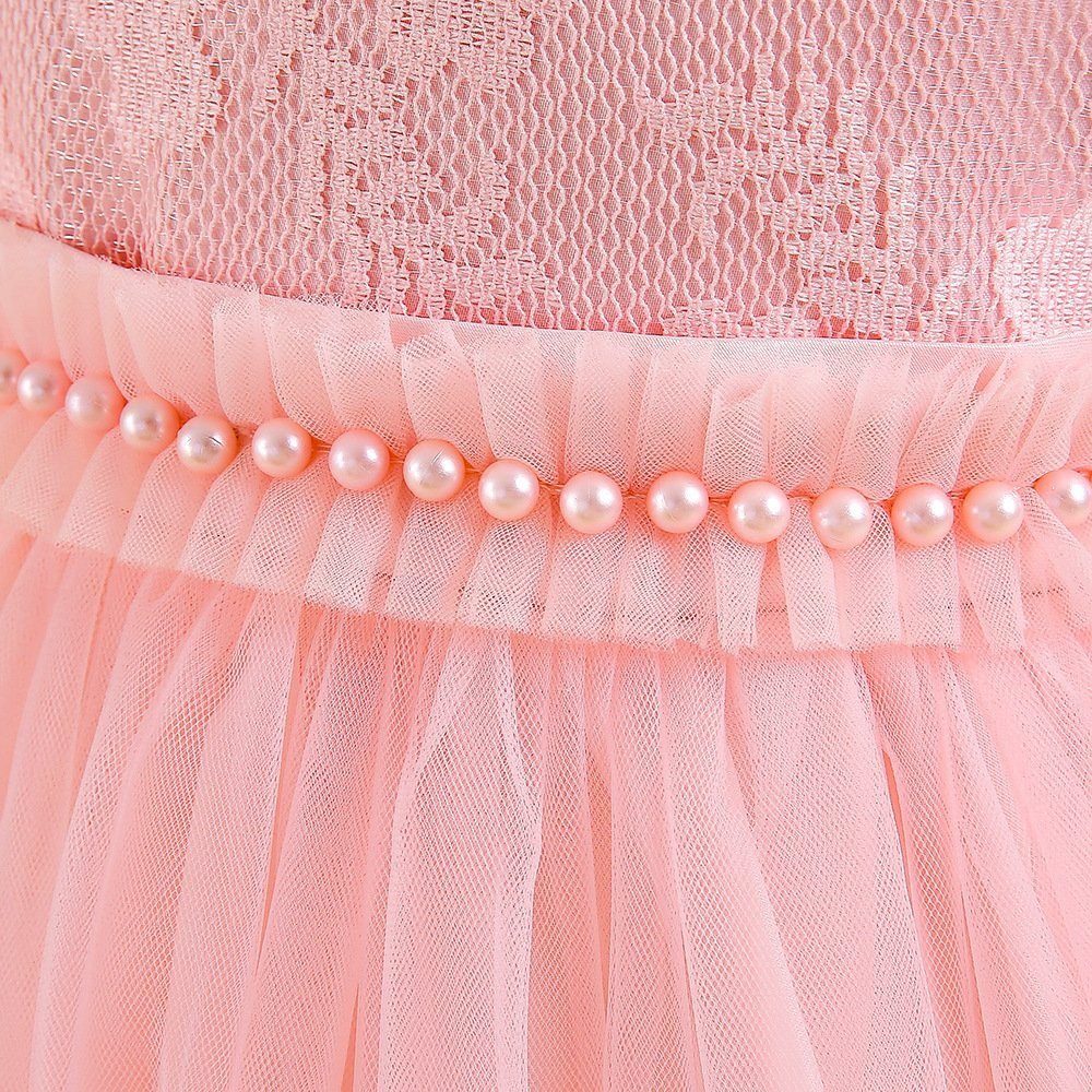 Rosa Garnelen Hochzeitskleid Perlen LAPA Mädchen Abendkleid Blumenmädchen Prinzessin