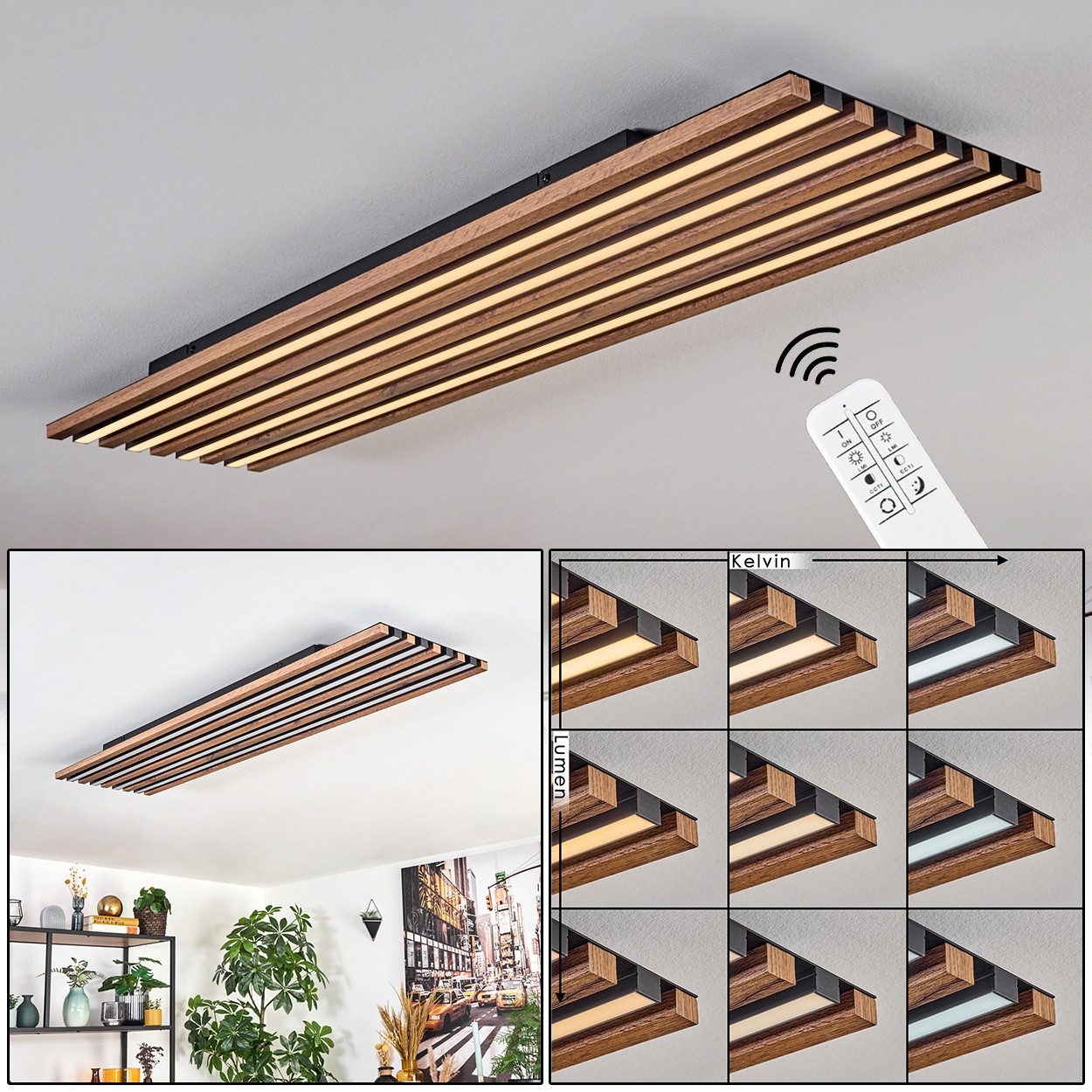hofstein Deckenleuchte dimmbare Deckenlampe aus Metall/MDF/Kunststoff günstig online kaufen