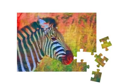 puzzleYOU Puzzle Zebra, im Stil von Franz Marc, 48 Puzzleteile, puzzleYOU-Kollektionen Kunst-Stil Franz Marc