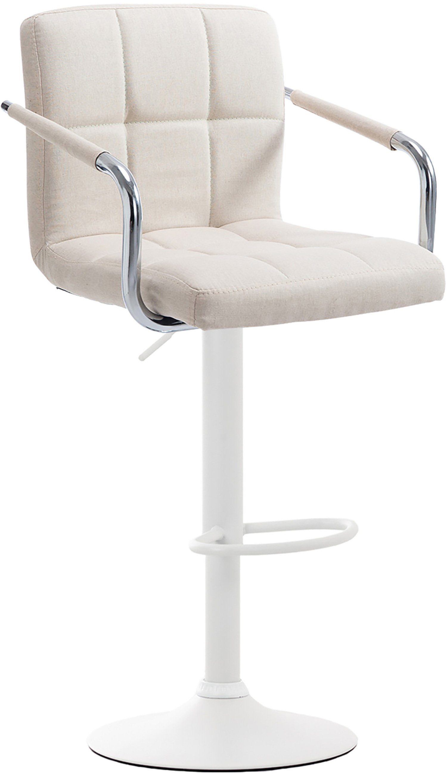Barhocker weiß Gestell: Rückenlehne Sitzfläche: Beige für Küche), 360° TPFLiving & Lucy höhenverstellbar Metall (mit - Stoff drehbar - - Hocker - Theke Barstuhl V2