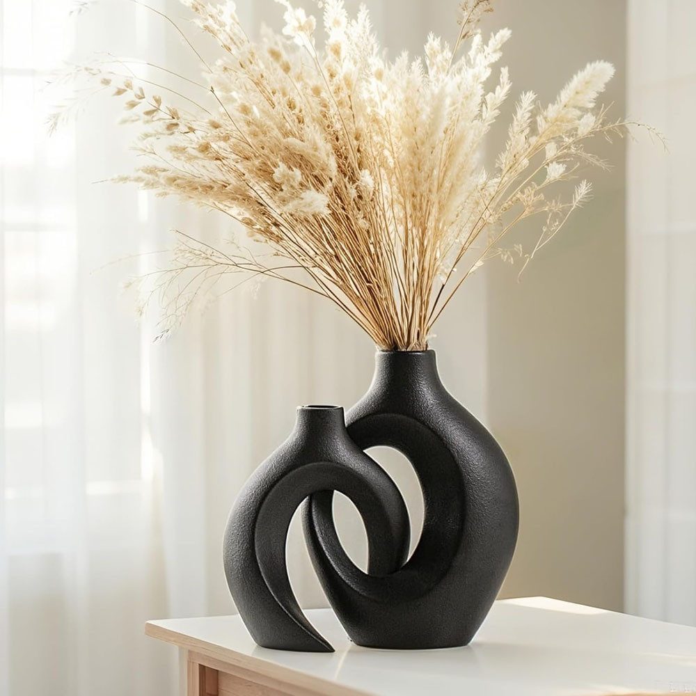 AFKSMILE Dekovase Dekorative Vasen, 2er Set Hohle Moderne Vasen für Nordisches, Vasen Deko, ästhetische Boho Blumenvase für Zuhause, Wohnzimmer, Büro