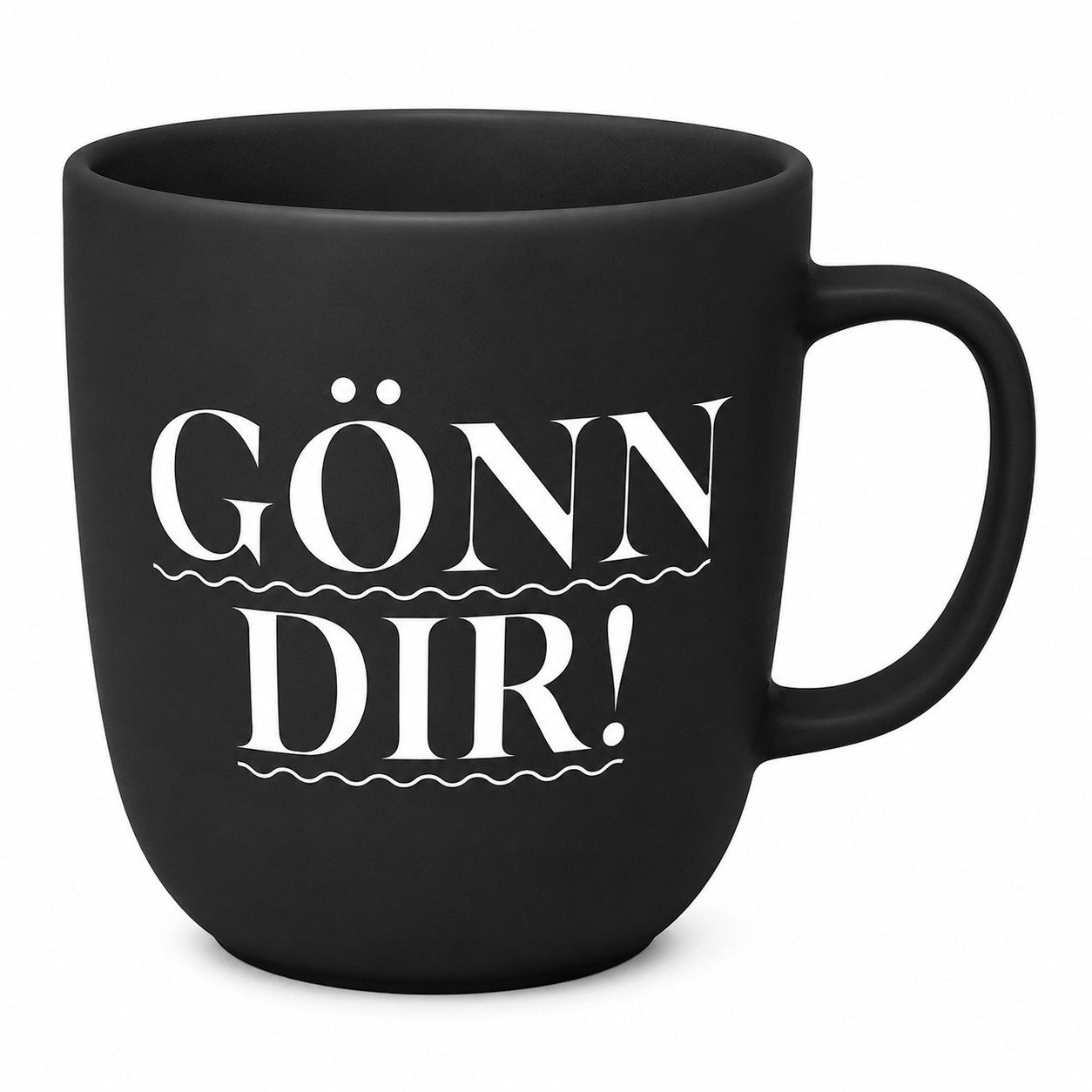 PPD Becher Gönn Dir Porzellanbecher 350 ml schwarz mit Schriftzug, 1-tlg., Melamin