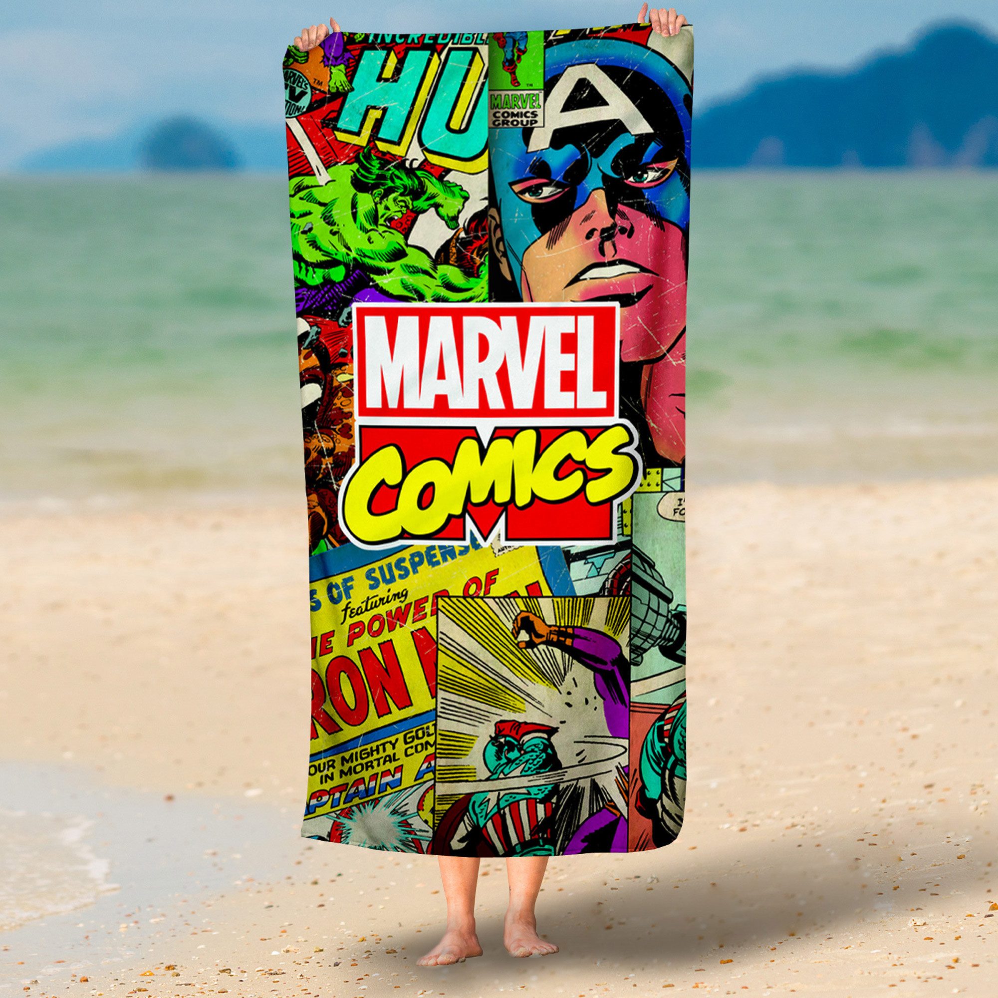 BERONAGE Strandtücher Marvel Badetuch Comics 75x150 cm, 100% Baumwolle (1-S günstig online kaufen