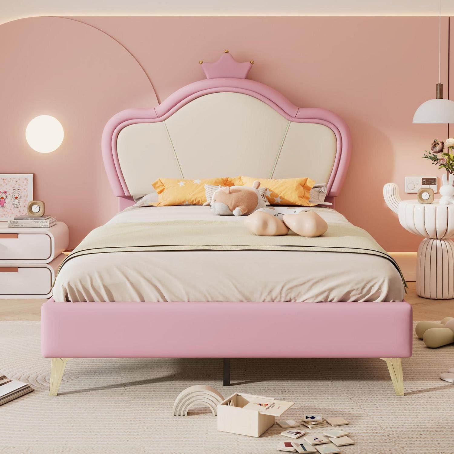 LuxusKollektion Prinzessinbett Kinderbett Prinzessinnenbett 90x200cm rosa+weiß