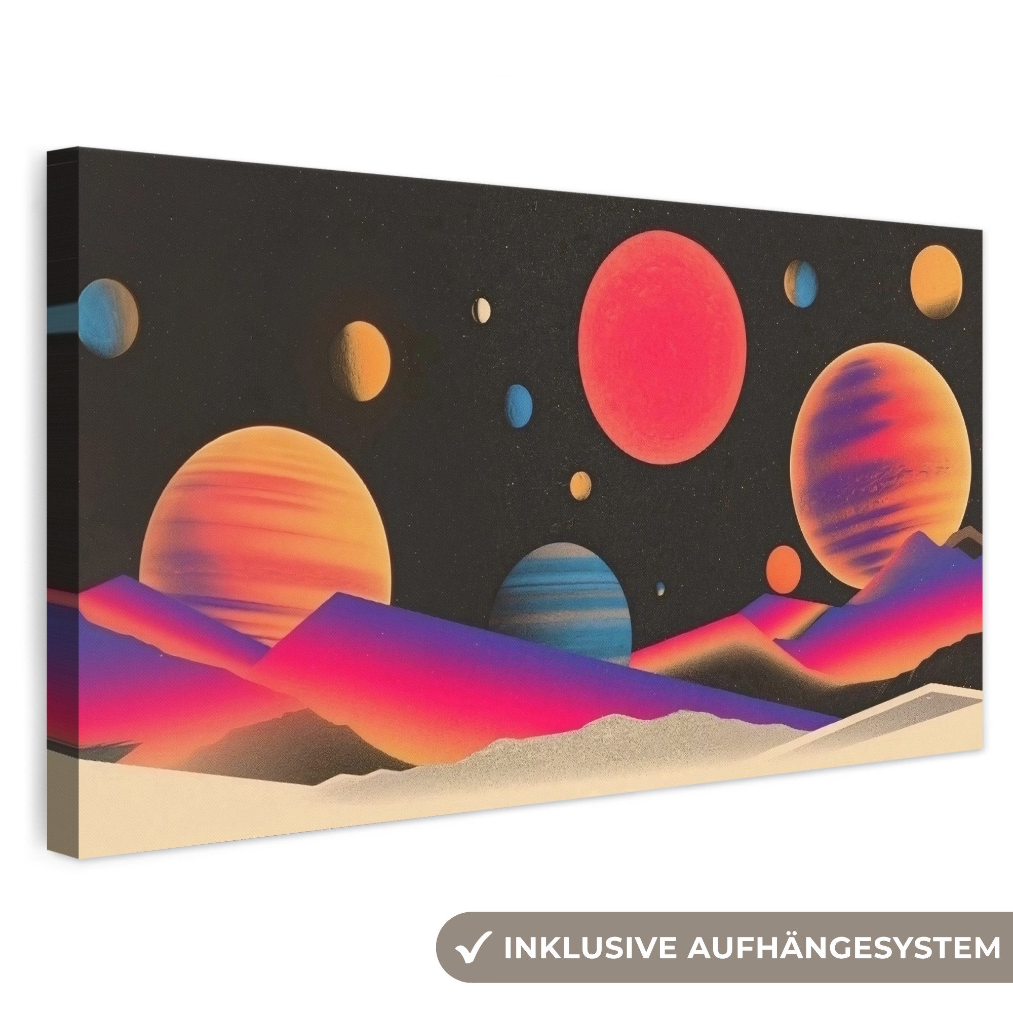 OneMillionCanvasses® Leinwandbild Panorama Himmel - Planeten - Leuchtend bunt, Fotodruck (1 St), Wandbild, Deko Schlafzimmer Wohnzimmer Flur 40x20 cm