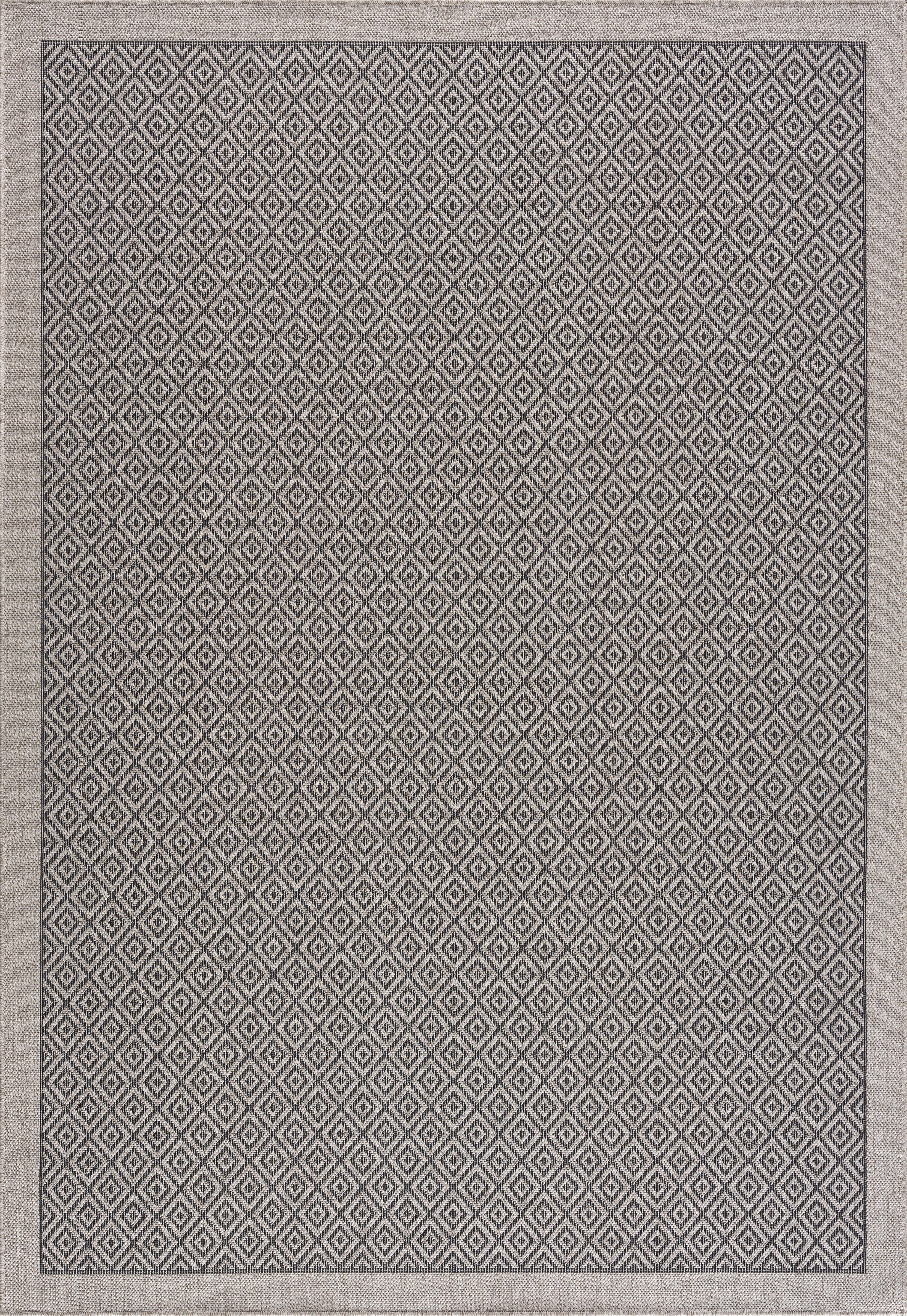 Teppich Aliza, andas, wetterfest UV-beständig, & 8 Höhe: geeignet mit Outdoor Bordüre,Rauten-Design, rechteckig, mm, schwarz