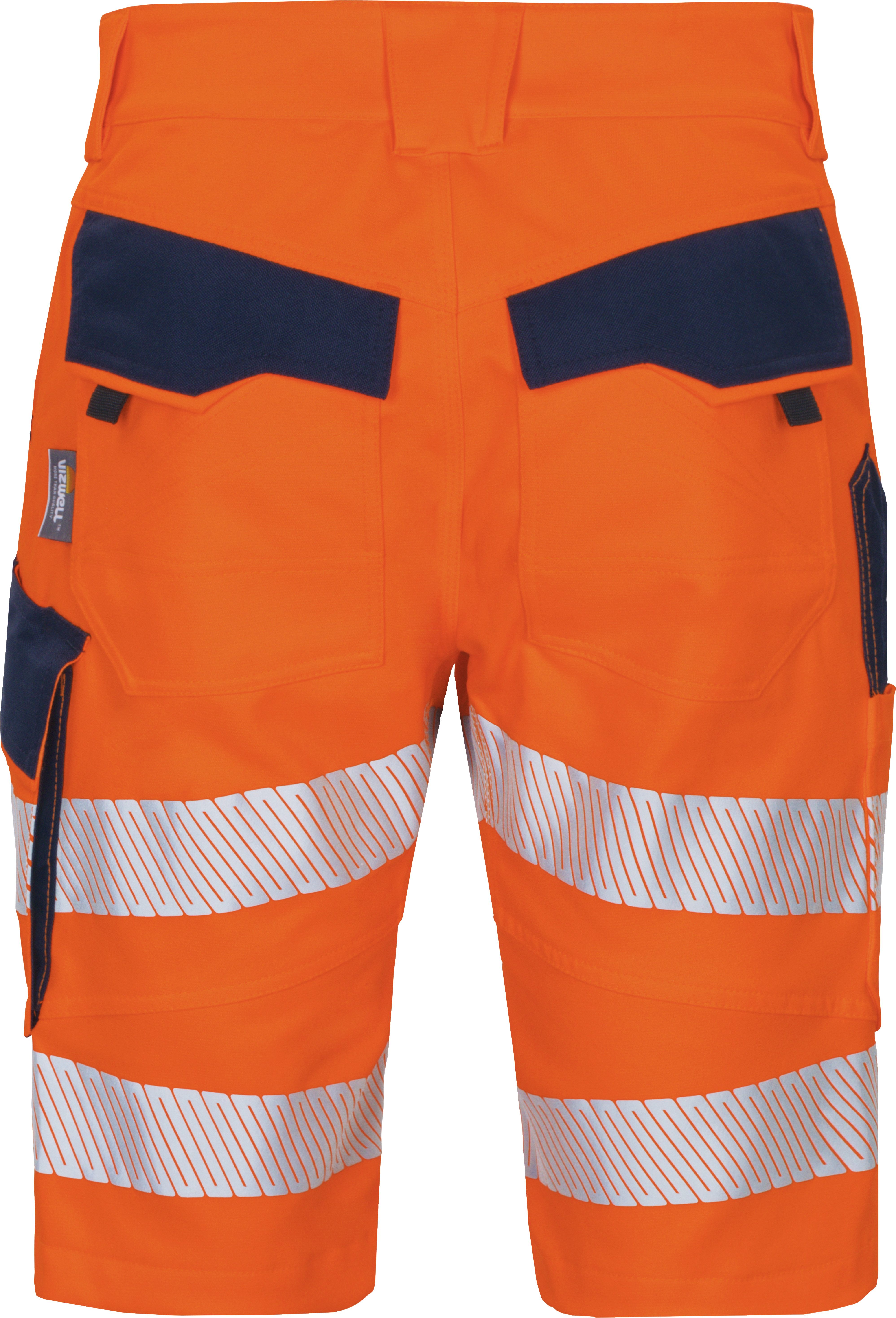 vizwell Arbeitsshorts kurze Warnschutz Arbeitshose HiVis elastisch dehnbar reißfest und elastisch - knitterfrei sowie pflege- und bügelleicht
