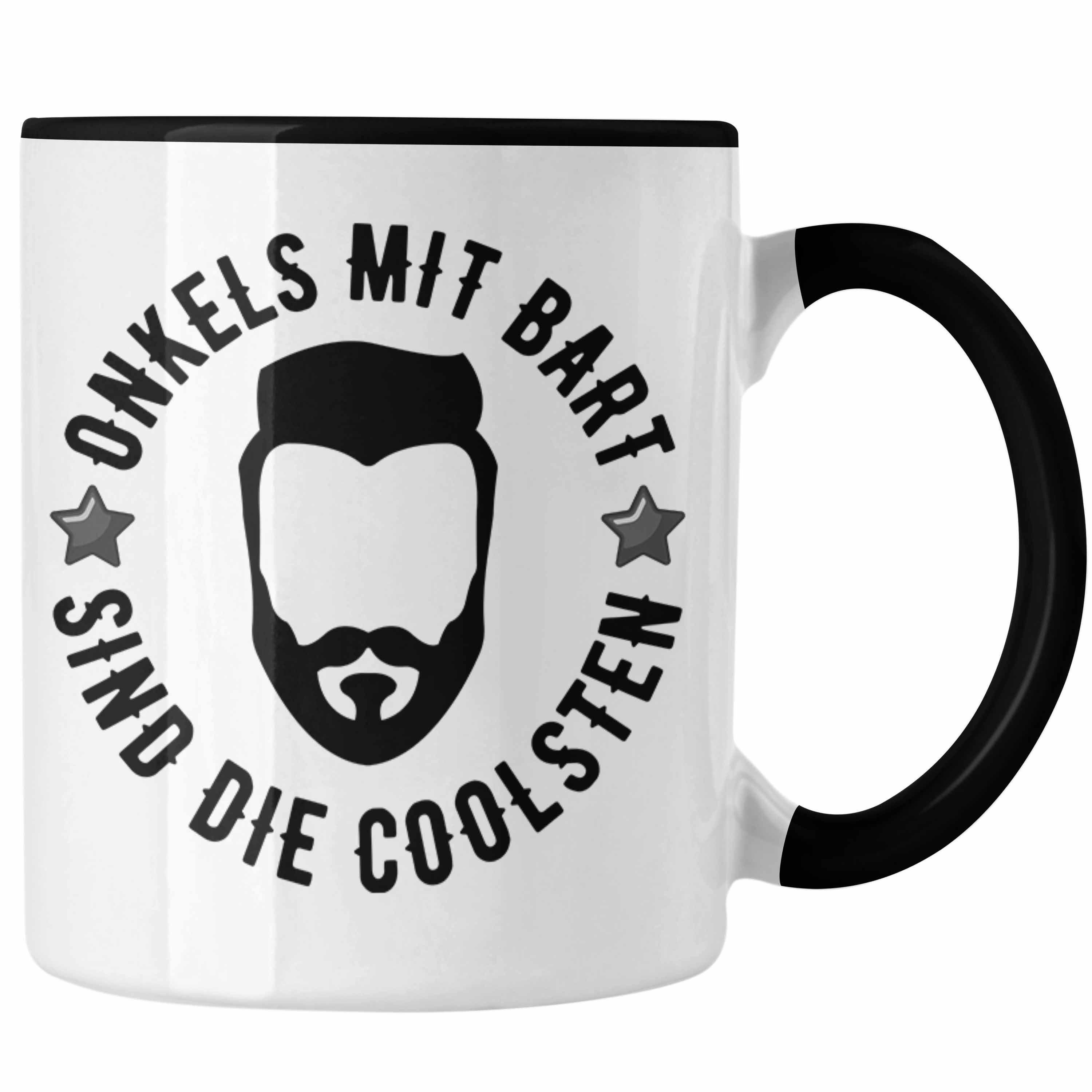 Trendation Tasse Trendation - Onkel mit Bart Tasse Geschenk Kaffeetasse Geschenkidee Schwarz