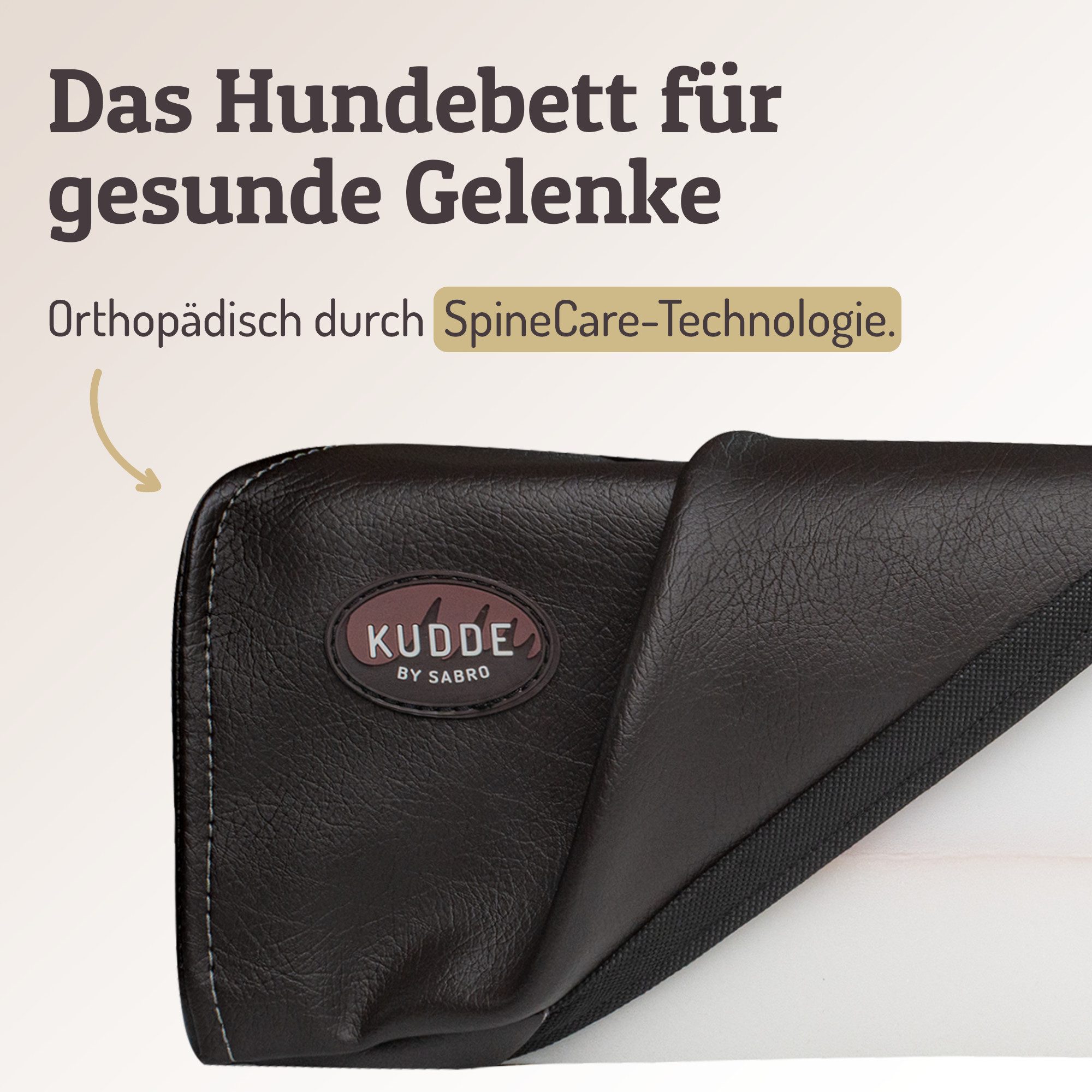 SABRO Hundekorb KUDDE Orthopädisch - Waschbar & Wasserabweisend - Ergonomisch aus, Kunstleder, Premium Hundebett mit wechselbarem Bezug für jede Hundegröße – Bild 2 von 5