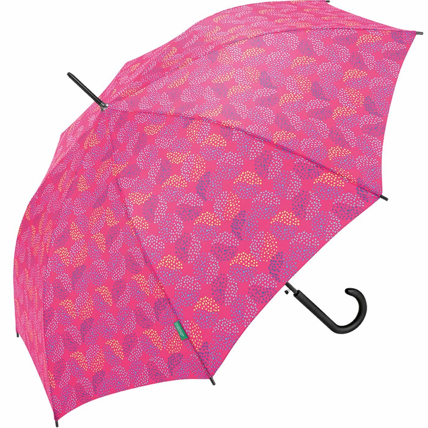 Langregenschirm United mit Auf-Automatik Colors modernem mit fuchsia, AC Pop of Benetton Dots Long Punkte-Kreise-Muster