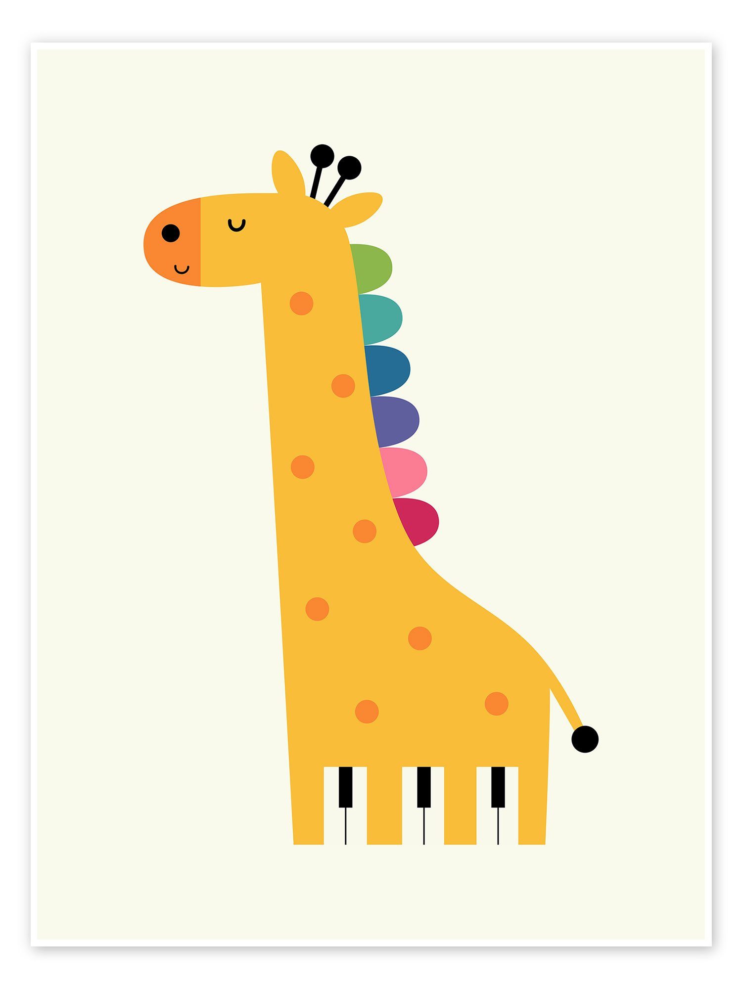 Posterlounge Poster Andy Westface, Giraffe Klavier, Babyzimmer Illustration