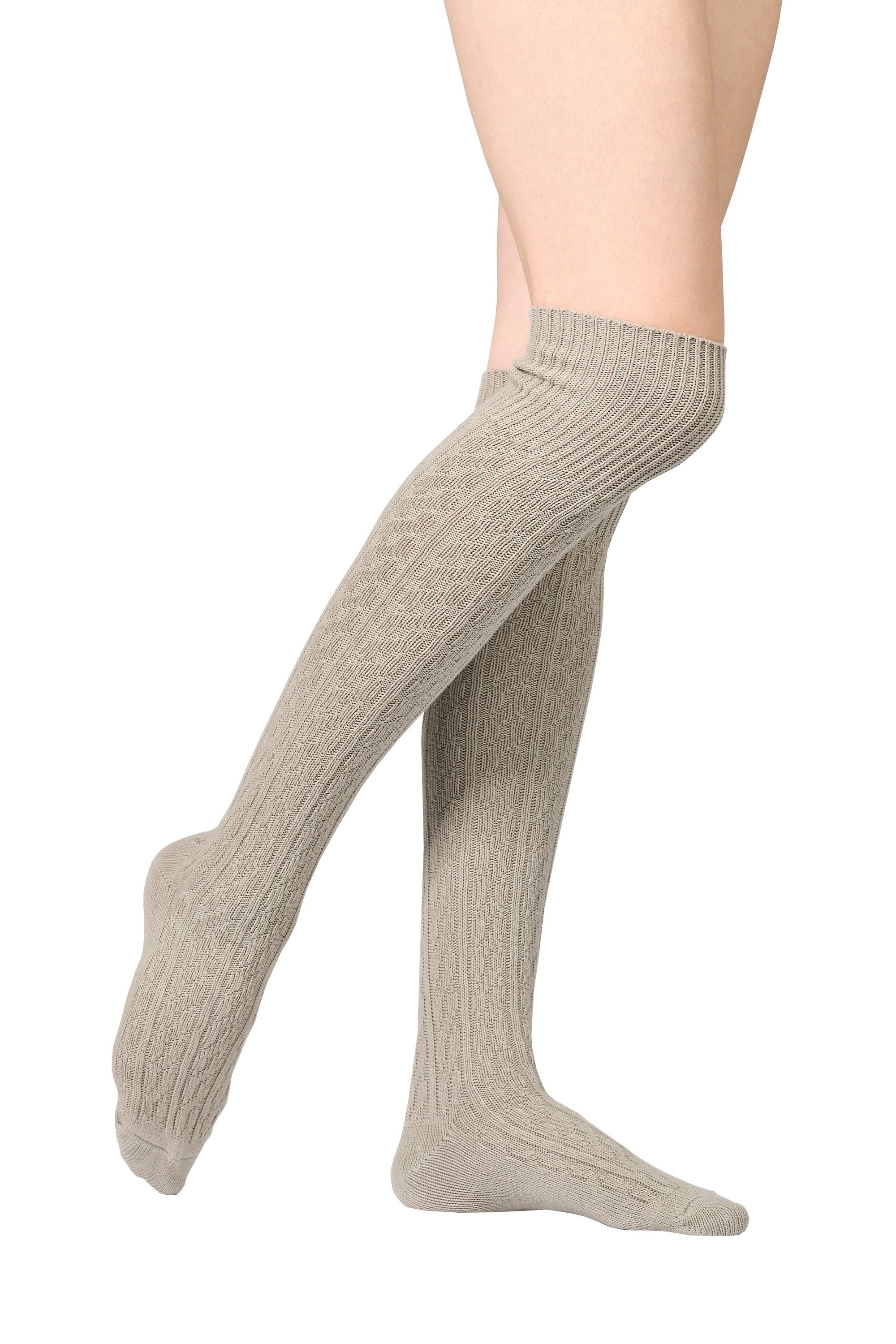 Vincent Creation® Overknees mit Zopfmuster und Umschlagbund günstig online kaufen