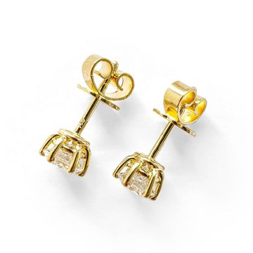 Webgoldschmied Paar Ohrstecker Diamant Ohrstecker 750 Gold mit 2 Diamanten Brillanten 1,04 F/IF