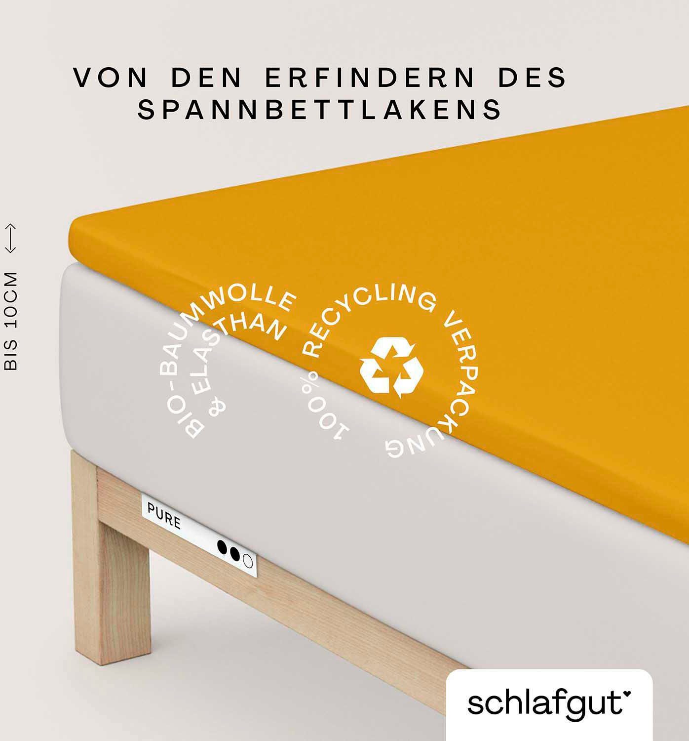 Schlafgut Spannbettlaken PURE TOPPER Bio-Baumwolle mit Elasthan 170 g/m² für Topper bis 10 cm, Jersey-Elasthan, Gummizug: rundum, (1 Stück), PREMIUM Laken für Matratzen bis 10 cm Höhe, dehnbar, blickdicht