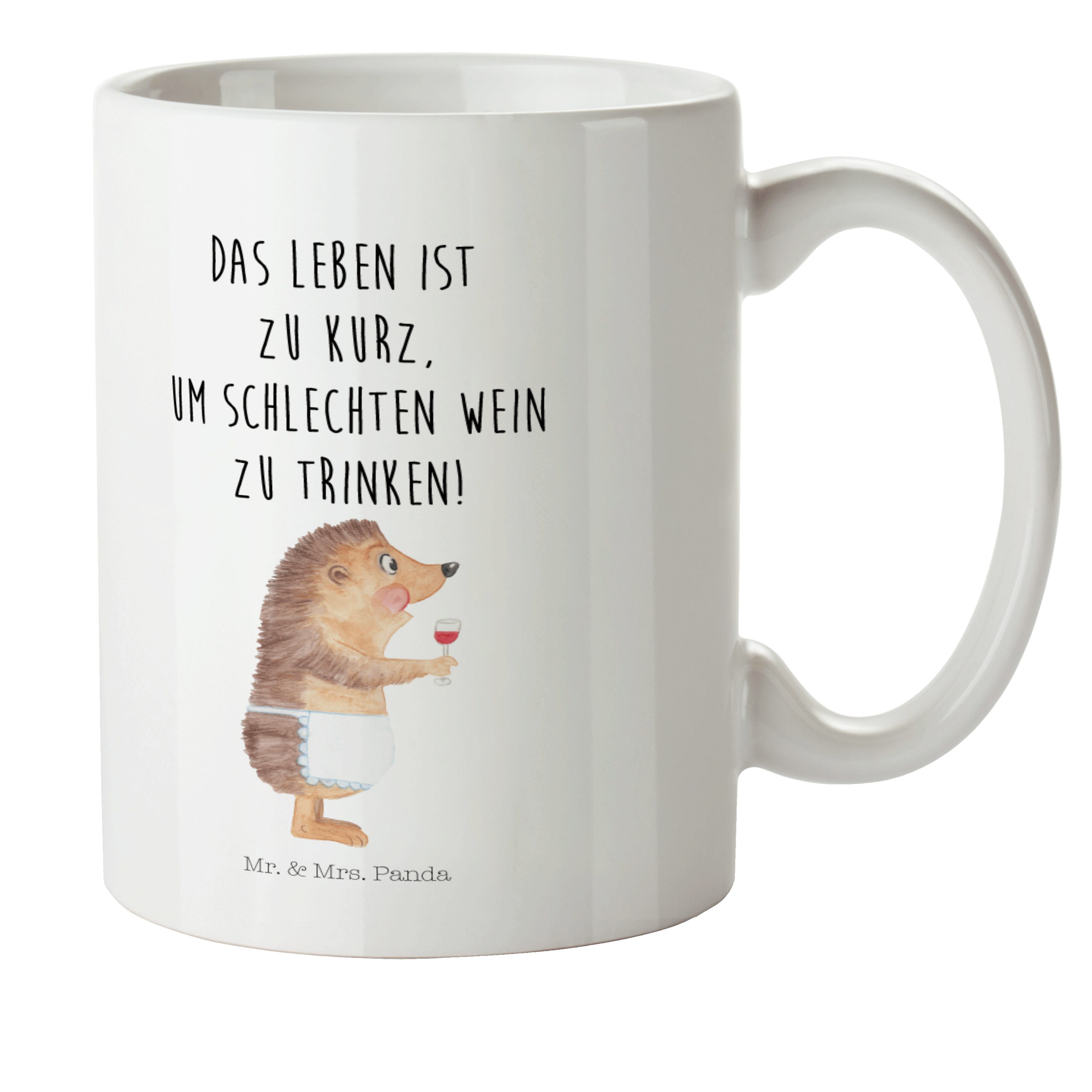 Mr. & Wein Geschenk, Kunststoff Panda lustige Tiermotive, Laune, Kinderbecher Igel - Weiß mit Gute - Sprü, Mrs