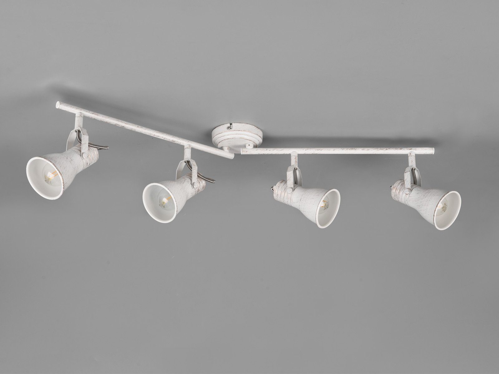 Deckenstrahler, LED Kücheninsel warmweiß, wechselbar, 4-flammig Industrie-design Weiß, Breite meineWunschleuchte LED Decken-lampe 77cm