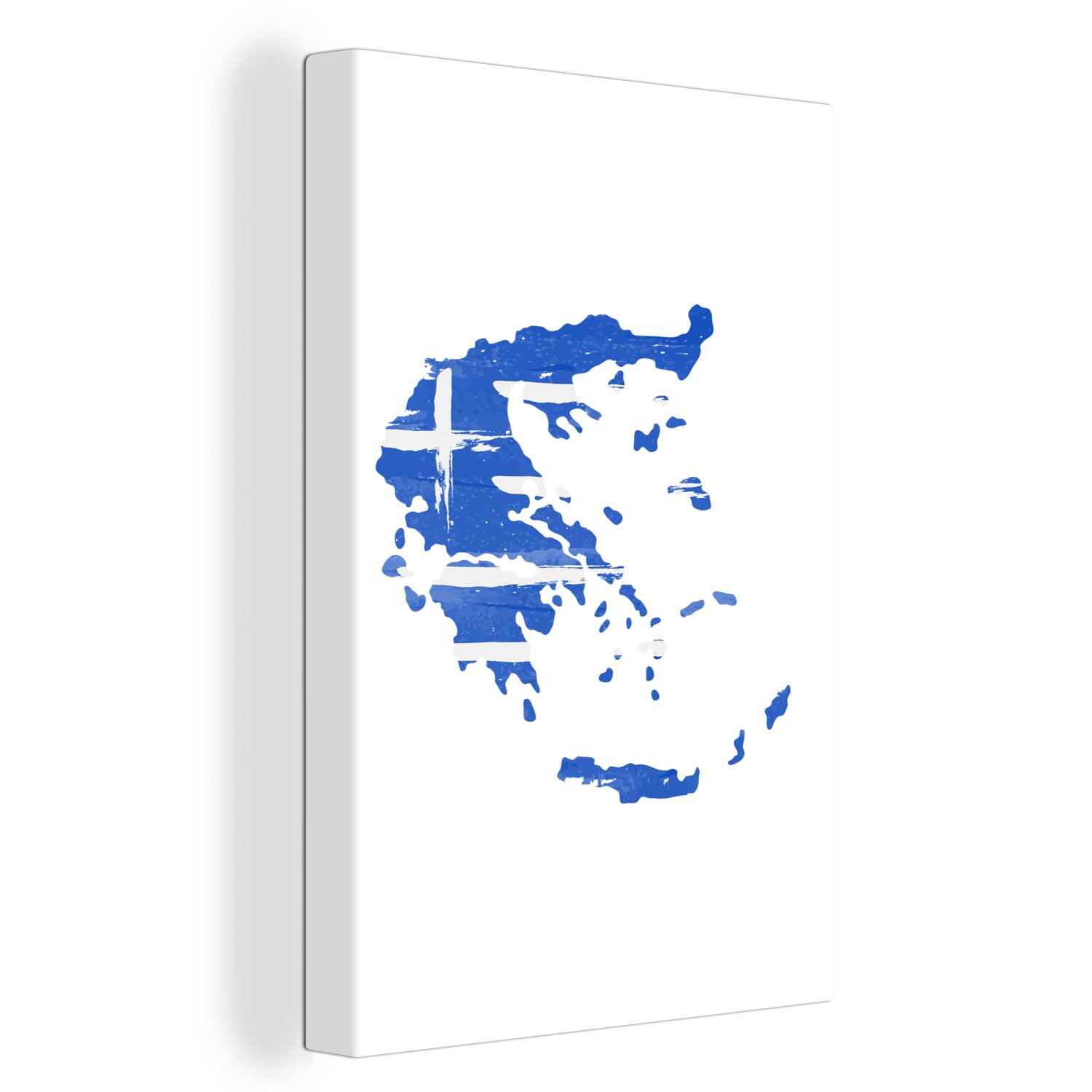 Griechenland - cm (1 OneMillionCanvasses® Flagge, Karte Zackenaufhänger, 20x30 bespannt - St), Leinwandbild fertig inkl. Leinwandbild Gemälde,
