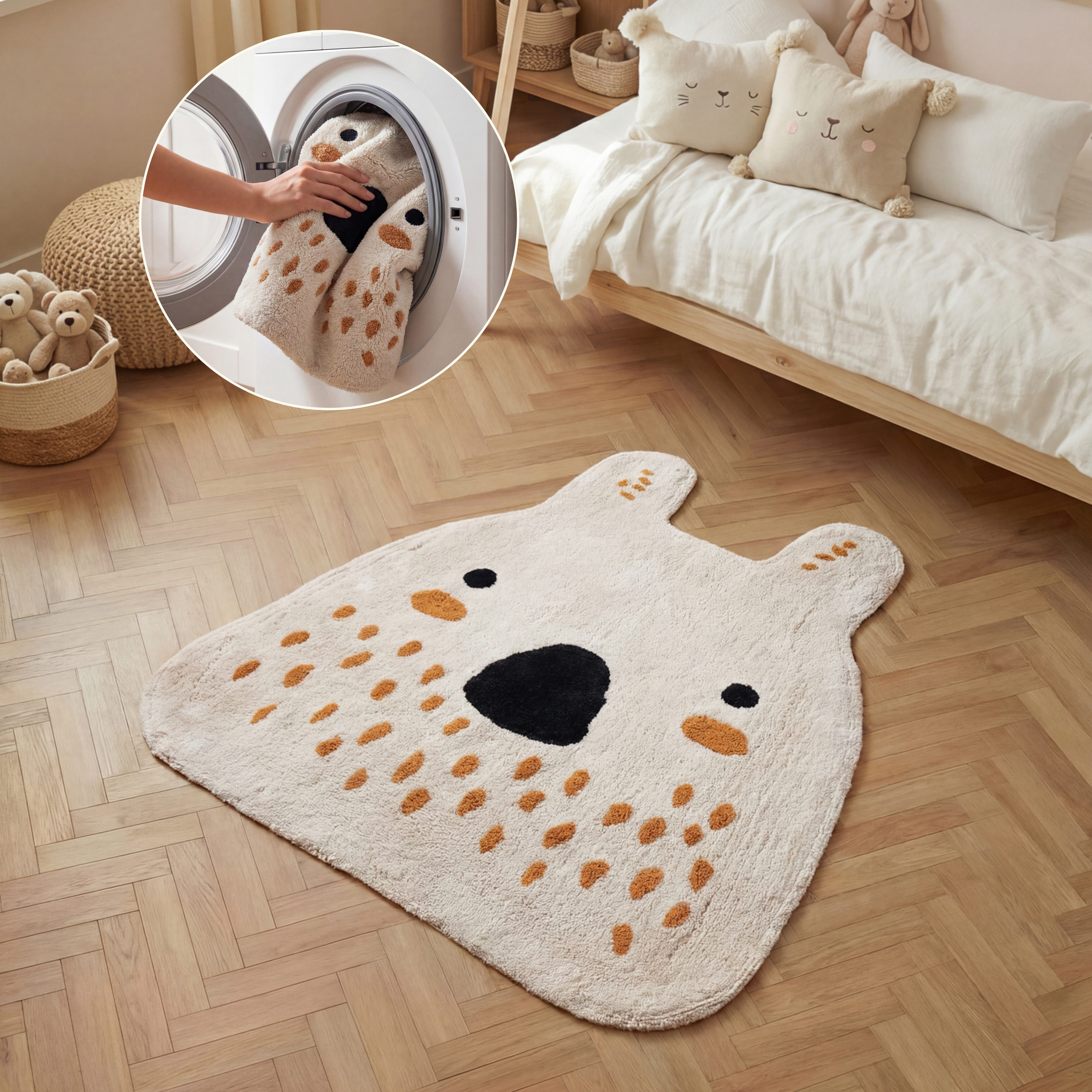 HANSE Home Kinderteppich Nienchen, Motivform, Höhe: 10 mm, Waschbar, Handgemacht, Baumwolle, Rutschfest Spielteppich Kinderzimmer
