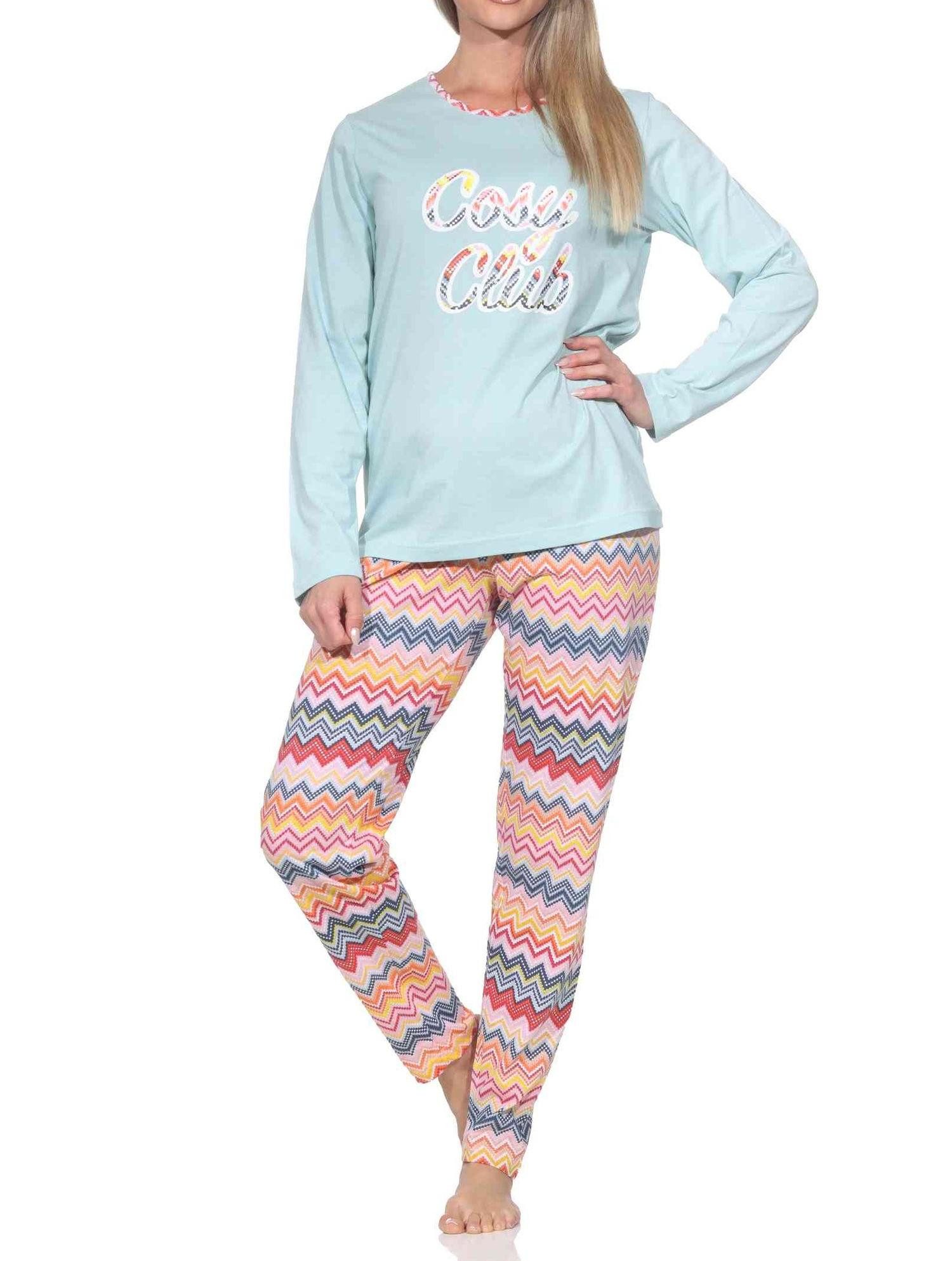 Pyjama Normann Damen langarm Schlafanzug Pyjama in wunderschönen Ethno Optik