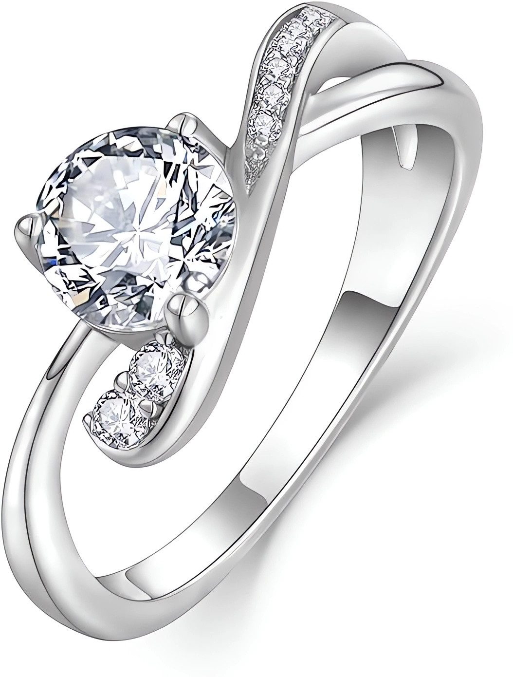 Jumpeak Diamantring 1 ct, E Farbe, VS2, 3EX, 14K Gold, ring weiBgold damen, Klammerbesatz, rundes Diamant, Ehering, unregelmäßiges Design, Brautset, Geschenk