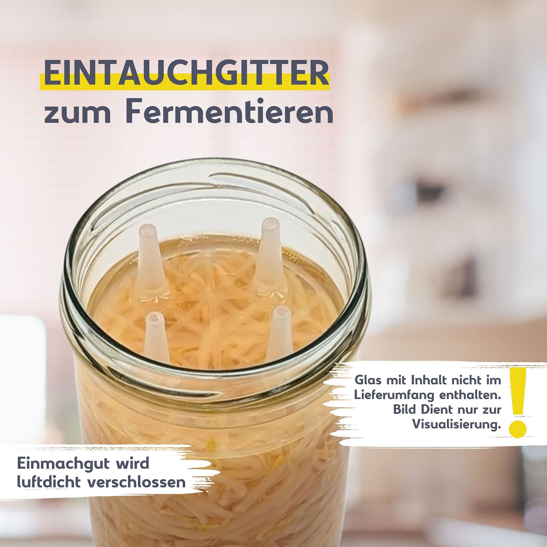 mikken Fermentationsdeckel Eintauchgitter zum Fermentieren Fermentationsgitter 7 cm TO82, (Spar-Set, 25-tlg), PVC-frei, Ø 7cm, Öffnung 71-72 mm – Bild 4 von 5