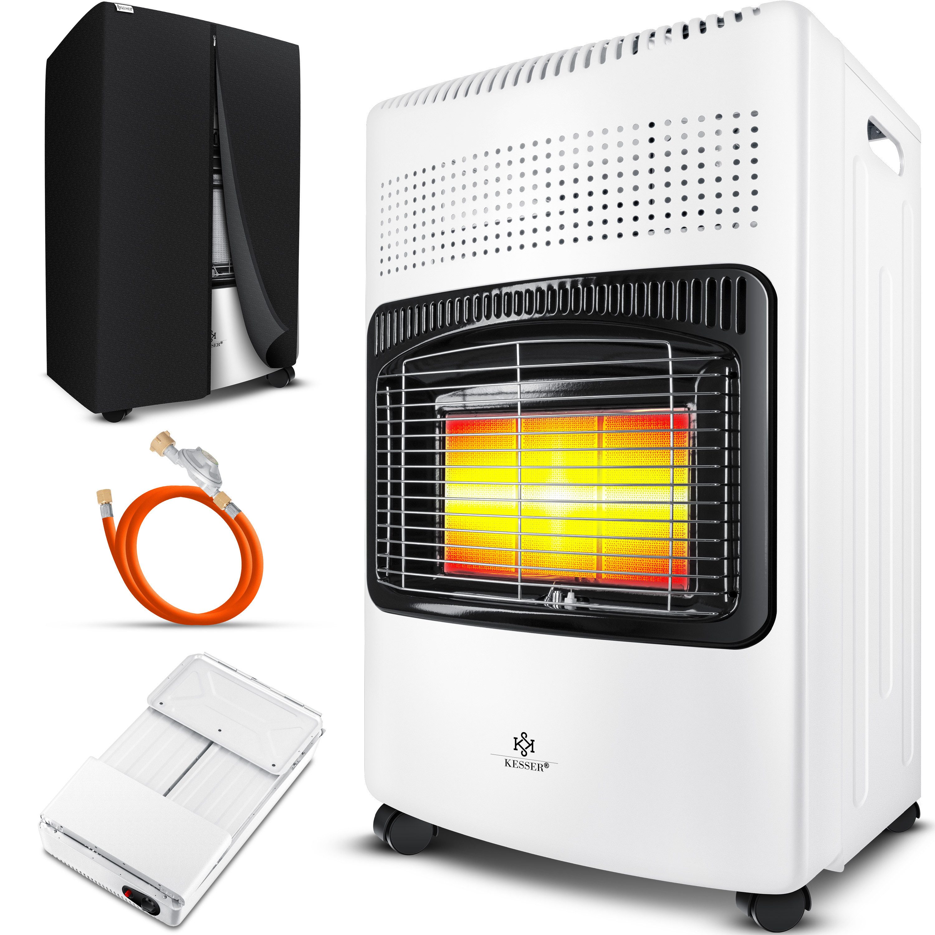 KESSER Heizstrahler, 4200 W, 4200W Keramik Gasheizer Heizstrahler inkl. Gasdruckregler Gasschlauch