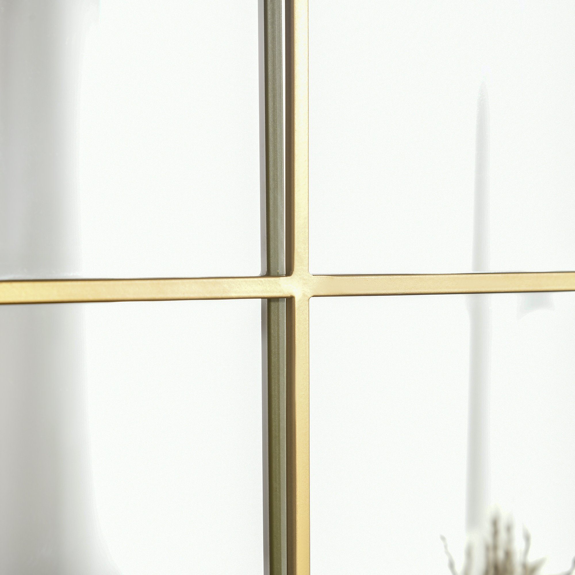 HOMCOM Wandspiegel Fensterspiegel 70 1-St., 50cm Dekospiegel), mit Metallrahmen Schlafzimmer Flurspiegel (Hängespiegel, Wohnzimmer Gold für x
