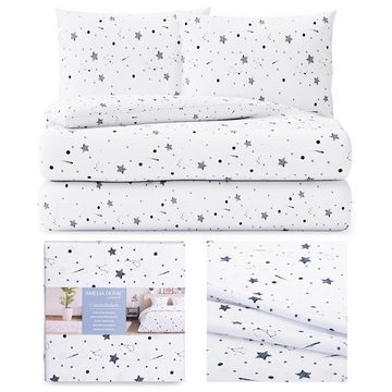 Bettwäsche Bettwäsche mit Sternenmuster Reißverschluss 100% Baumwolle, AmeliaHome, 100% Baumwolle
