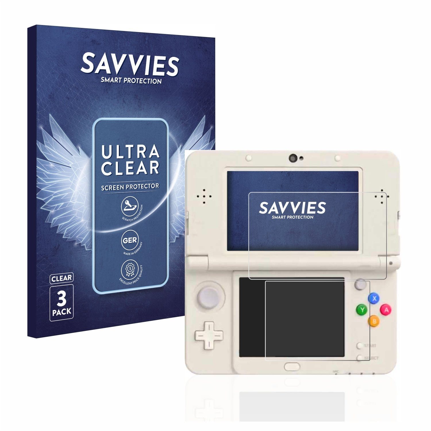 Savvies Displayschutzfolie Schutzfolie für Nintendo New 3DS, 6 Stück, Displayschutz Schutz Folie Klar Transparent