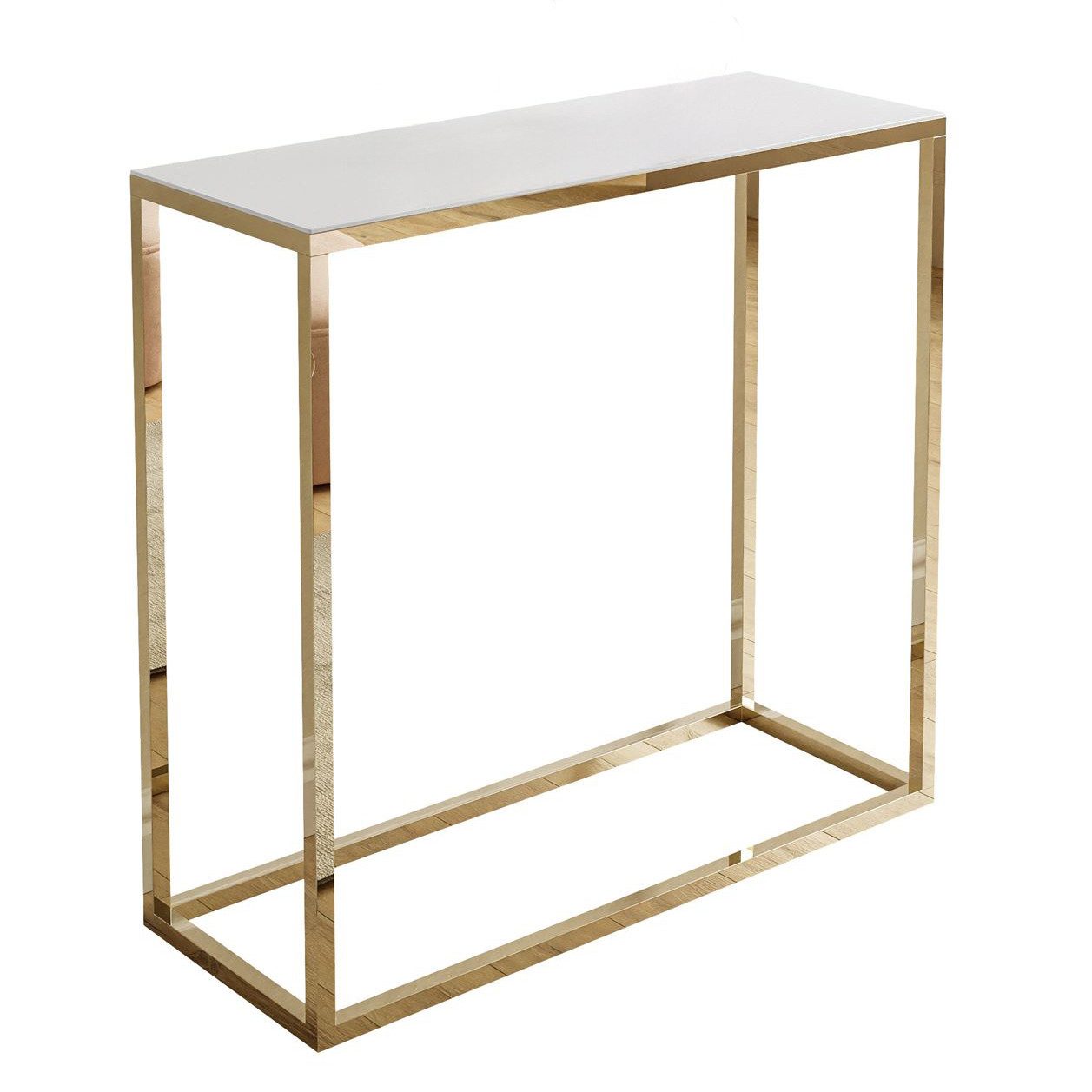 Lookway Konsolentisch MODERN GLASS mit goldfarbenem, verchromtem Gestell (1x Konsole), Breite 80/100 cm, Höhe: 79 cm, Tiefe: 30 cm – Bild 5 von 5