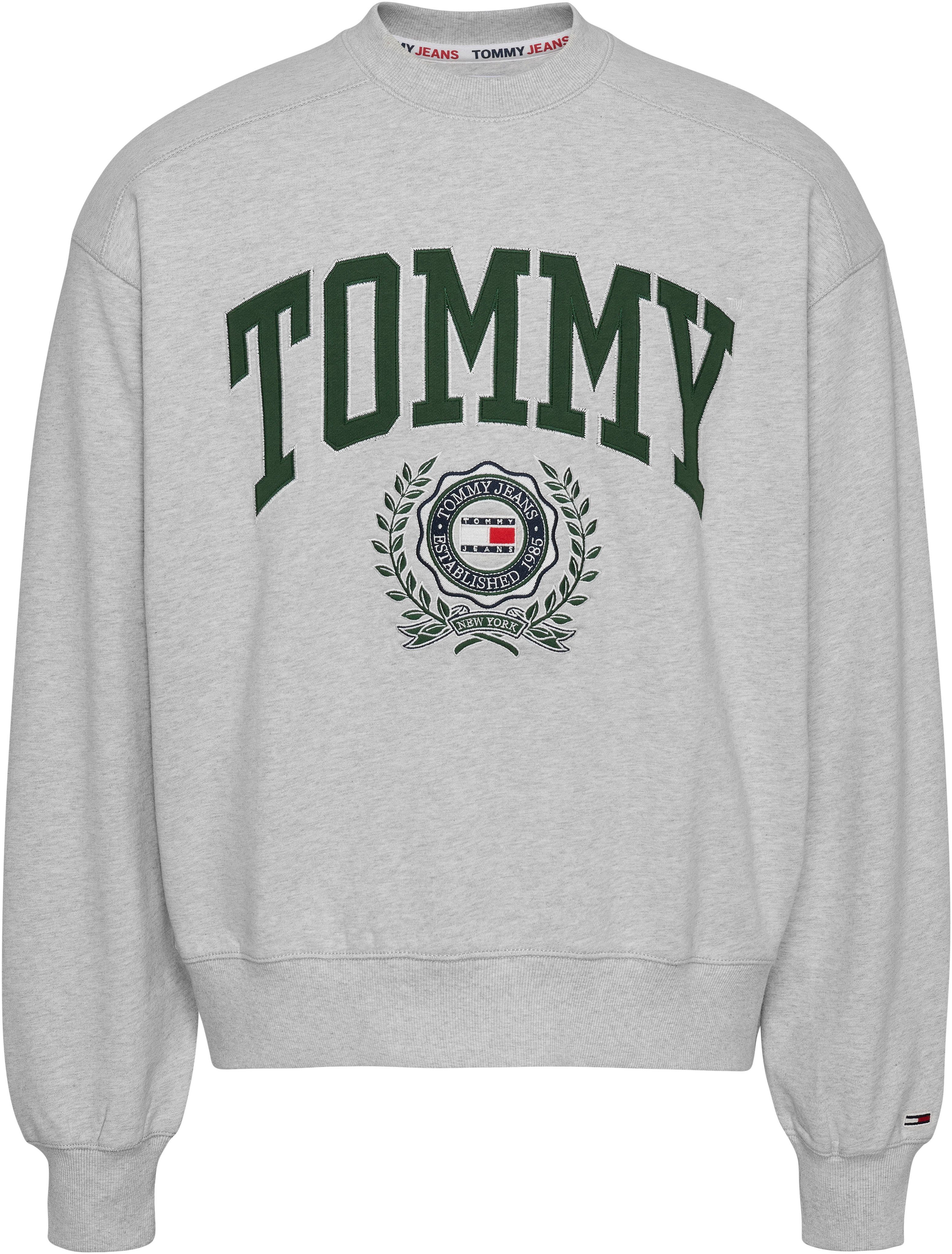 COLLEGE GRAPHIC Tommy CREW TJM BOXY Jeans Grey Silver Sweatshirt